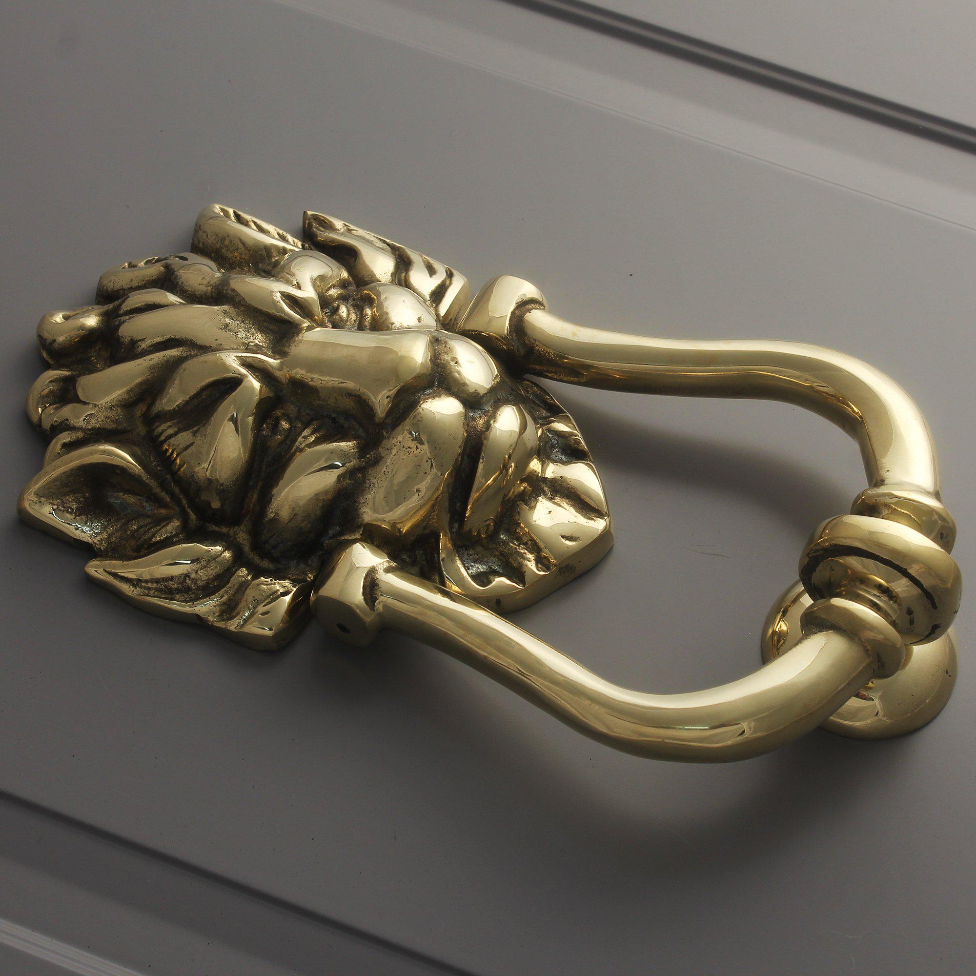Downing St. Lion's Head Door Knocker | Solid Brass-Door Knocker-Yester Home