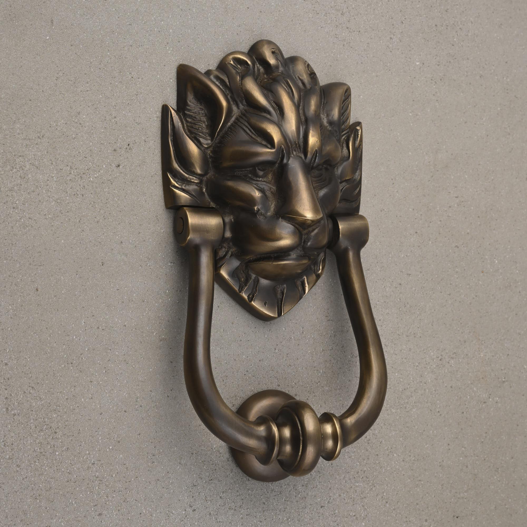 Downing St. Lion's Head Door Knocker | Solid Brass-Door Knocker-Yester Home