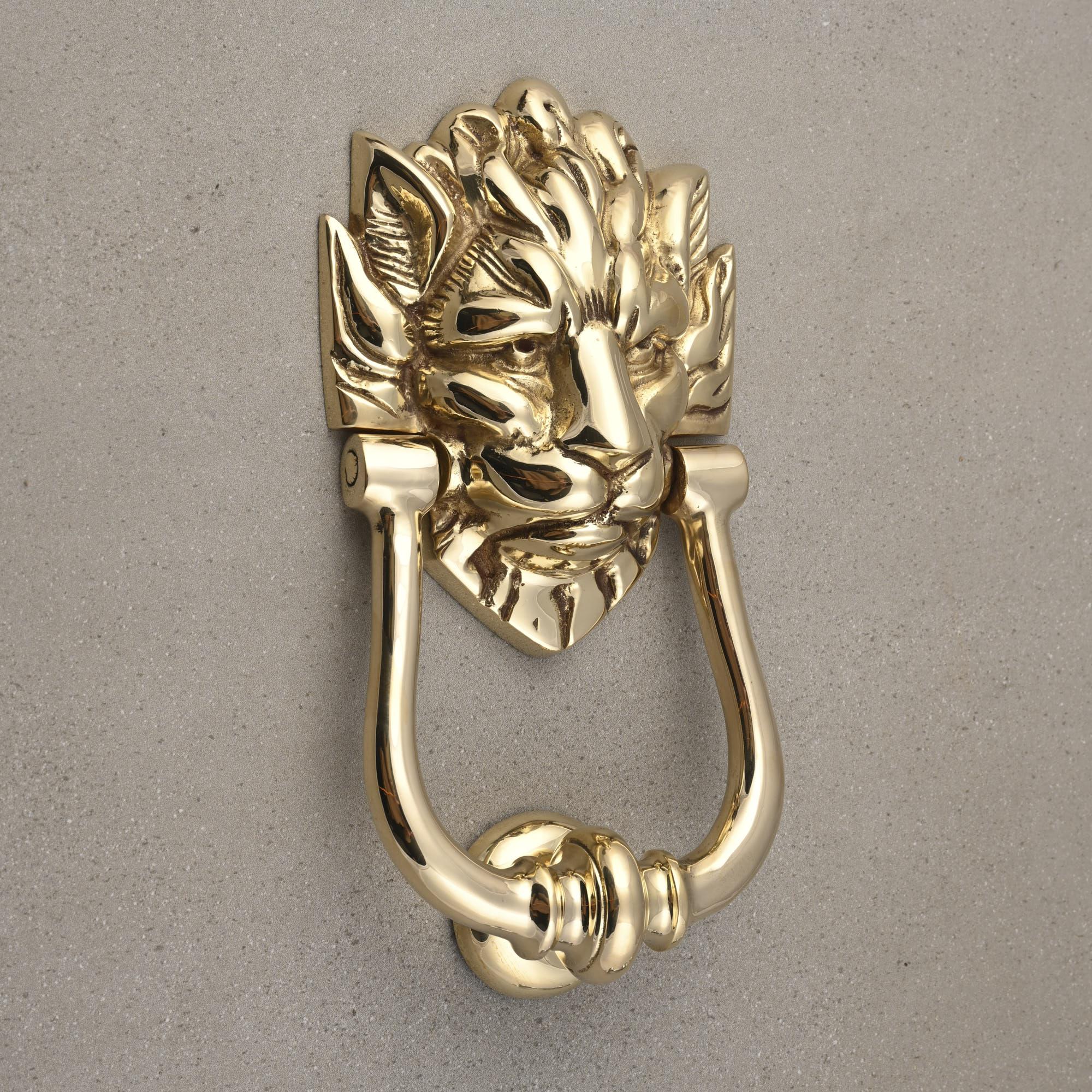 Downing St. Lion's Head Door Knocker | Solid Brass-Door Knocker-Yester Home