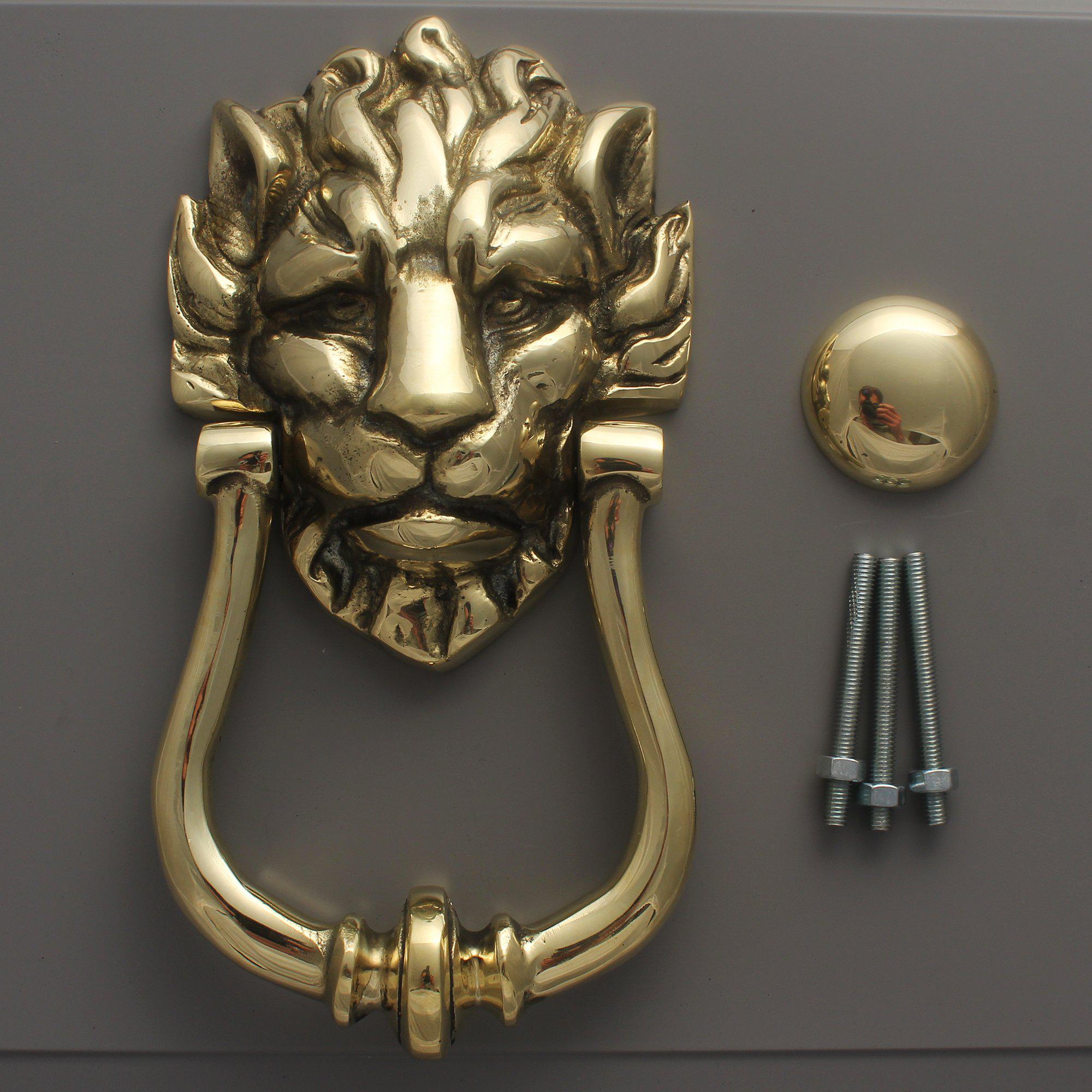 Downing St. Lion's Head Door Knocker | Solid Brass-Door Knocker-Yester Home