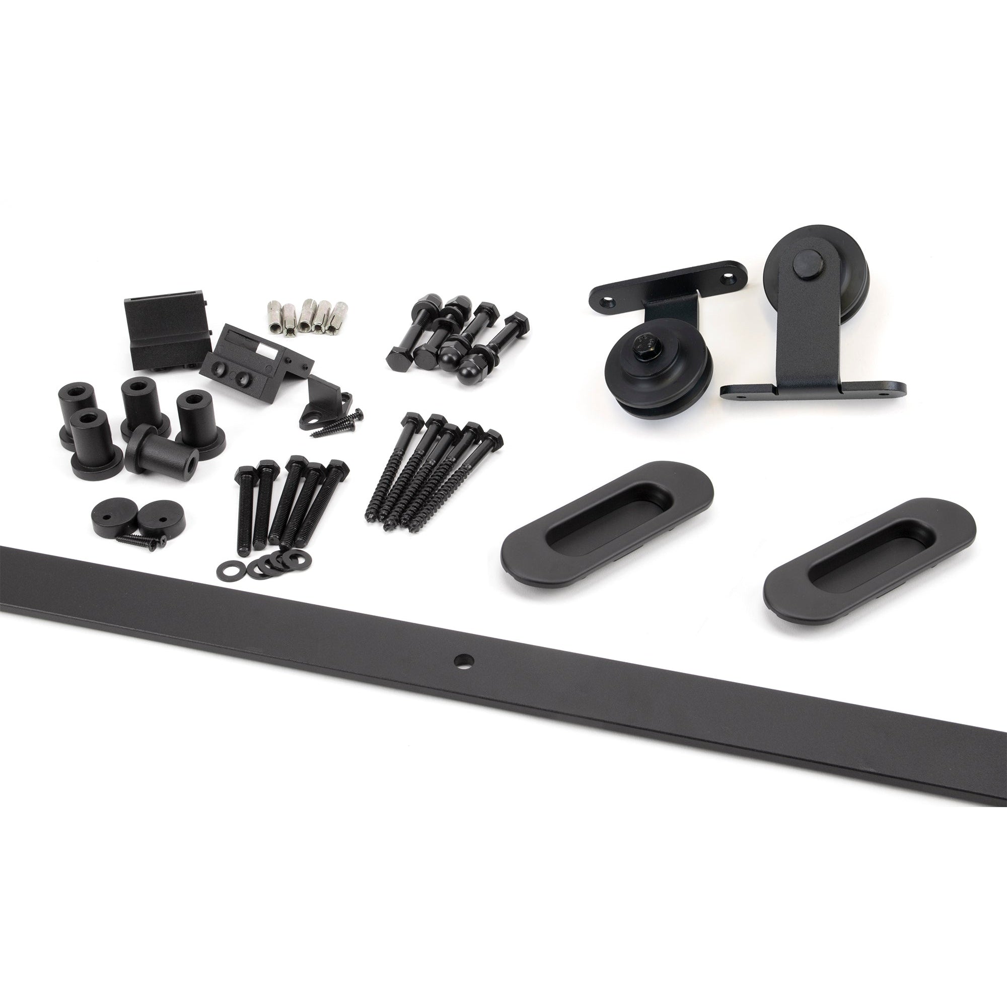 100kg Black (Top Mount) Sliding Door Hardware Kit (2m Track) | From The Anvil-Sliding Door Hardware-Yester Home