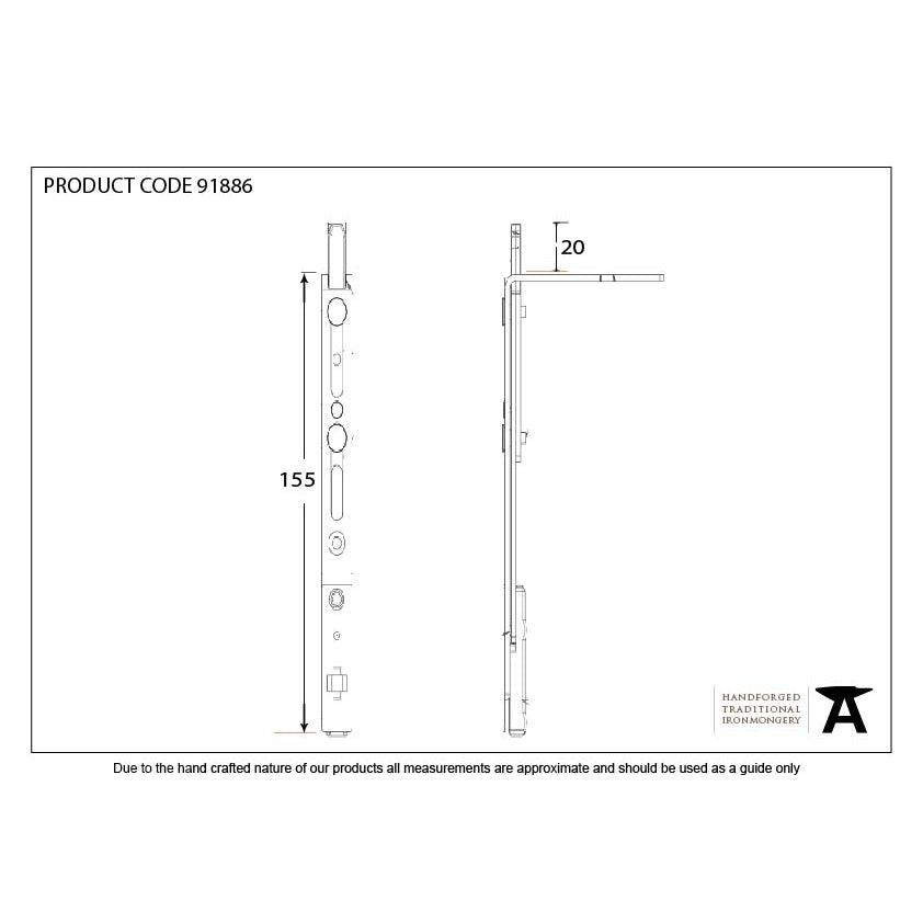 155mm SS Shoot Bolt for Door Espag Lock | From The Anvil-Multi-Point Locks-Yester Home