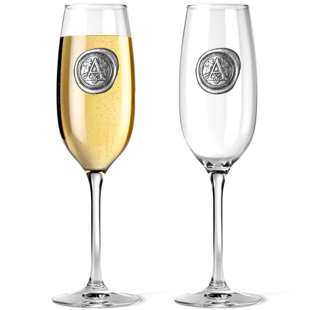 170ml Champagne Glass Monogram Seal-Champagne Glasses-Yester Home