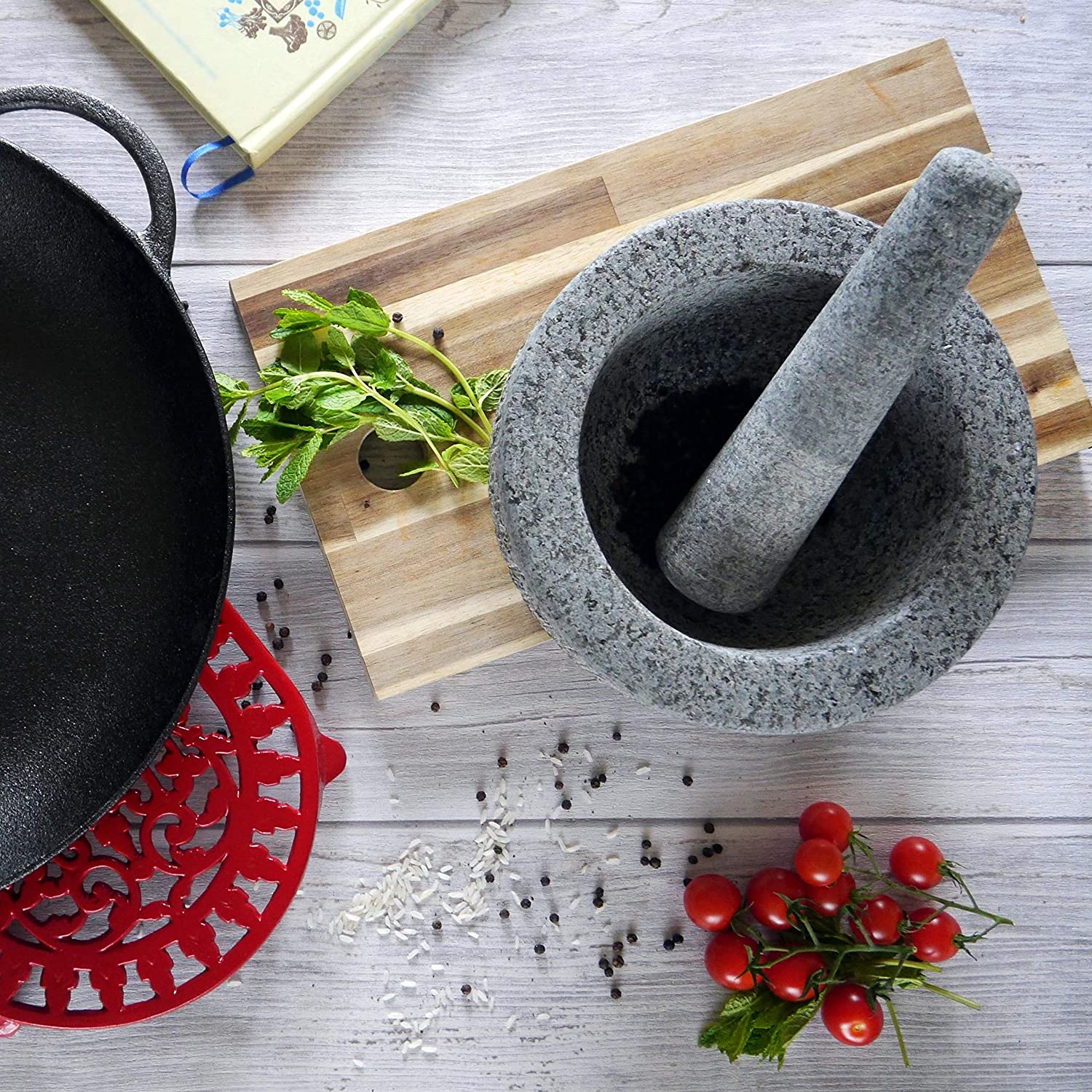 Large Heavy Duty Granite Pestle & Mortar-Kitchen Accessories-Yester Home