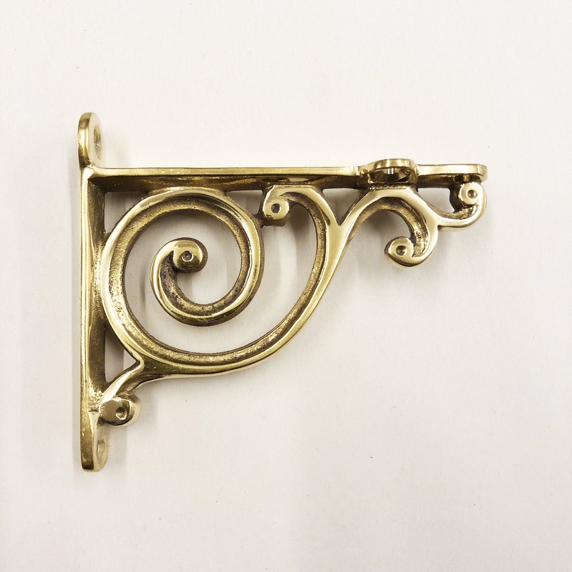 4 Inch Edwardian Brass Shelf Bracket-4 - 6" Shelf Brackets-Yester Home