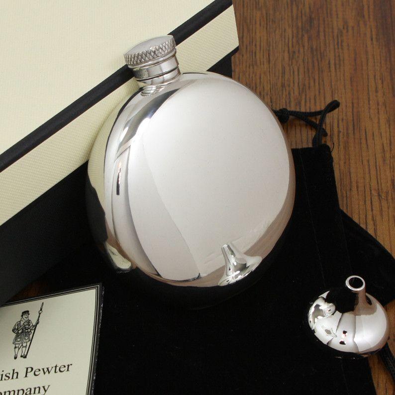 4oz Round Pewter Hip Flask-Hip Flasks - Pewter-Yester Home