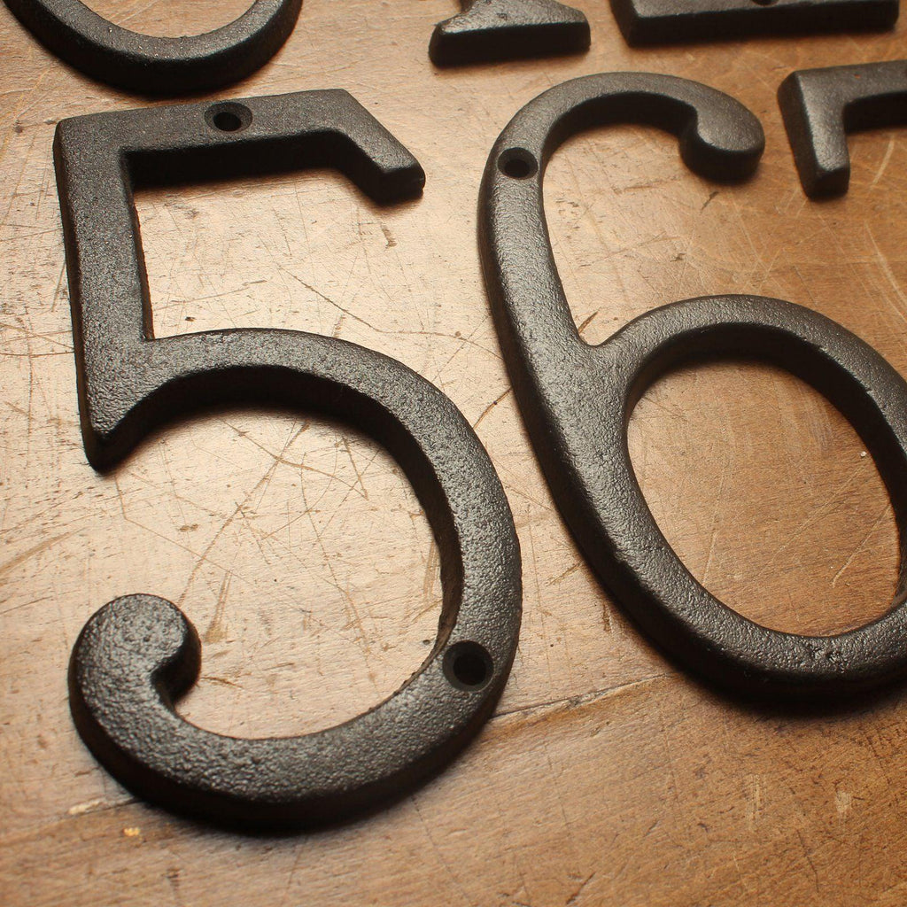 6" Cast Iron House Numbers · Black ·-House Numbers-Yester Home