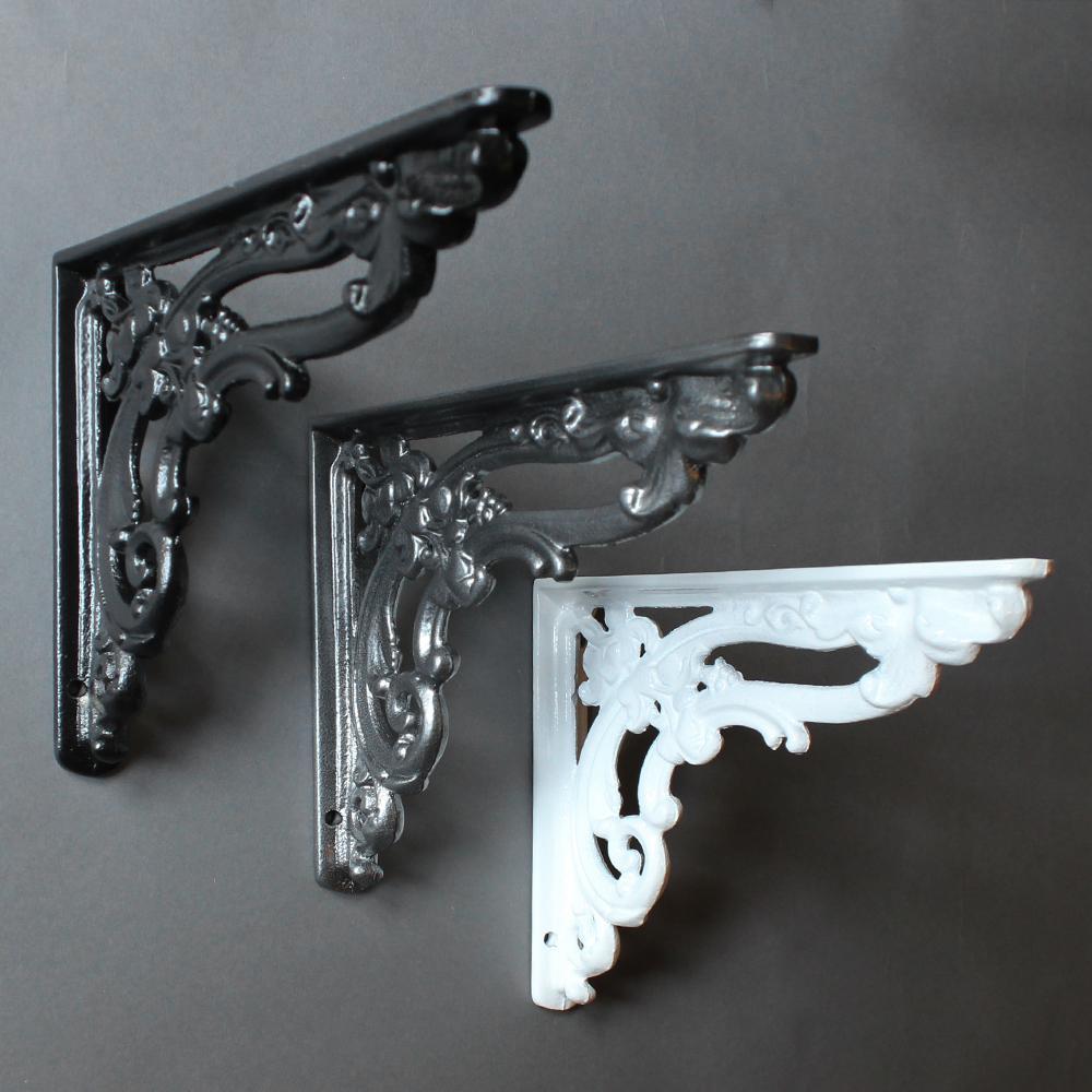 6 x 8 Inch Victorian Leaf Cast Iron Shelf Bracket-7 - 8" Shelf Brackets-Yester Home