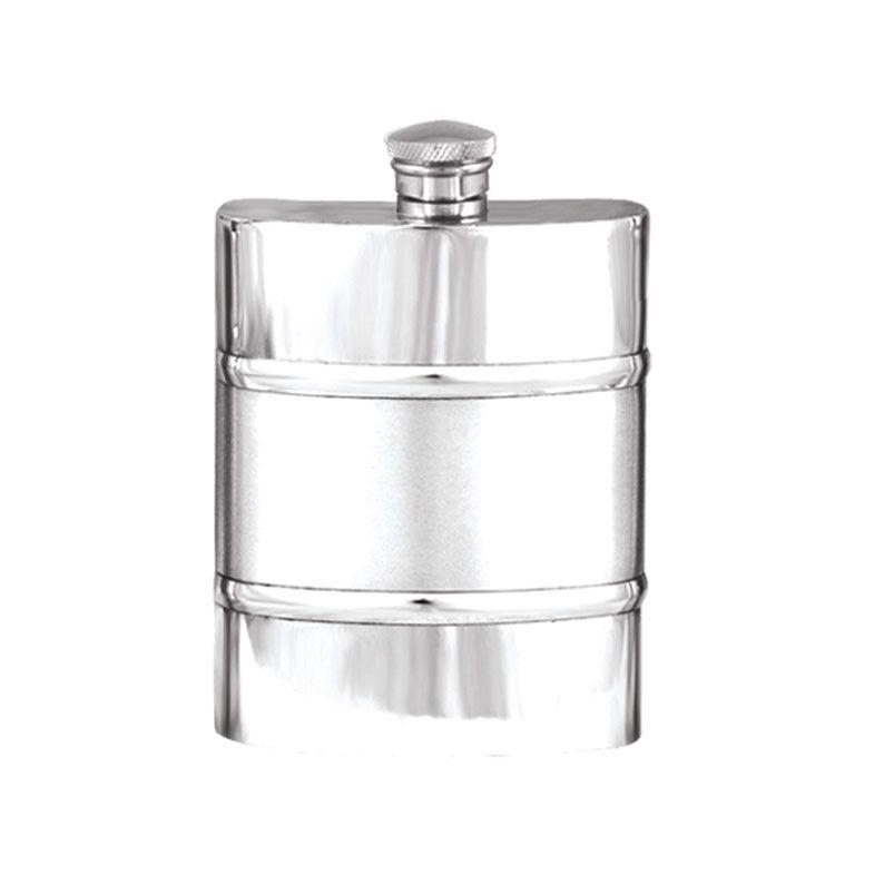 6oz Banded Pewter Hip Flask-Hip Flasks - Pewter-Yester Home