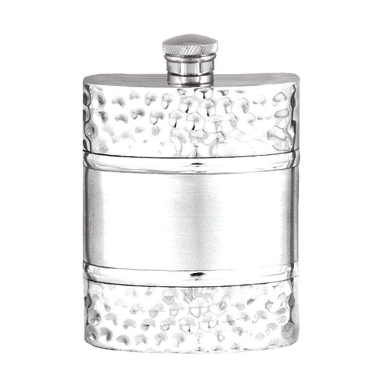 6oz Banded Pewter Hip Flask-Hip Flasks - Pewter-Yester Home