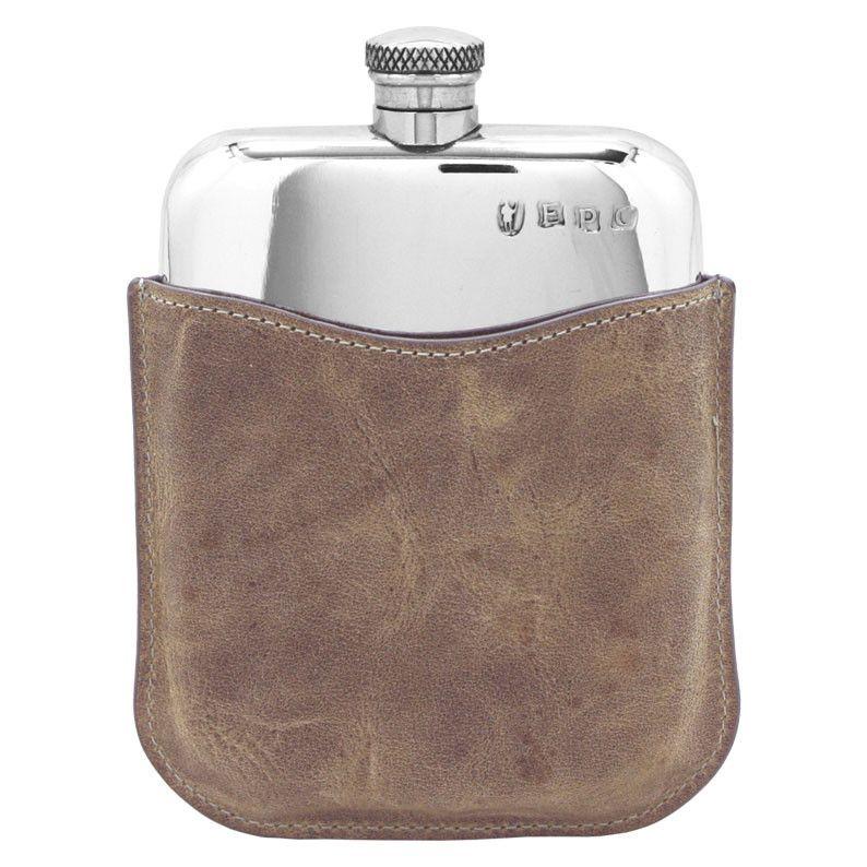 6oz Pewter Purse Purse Flask & Pouch-Hip Flasks - Leather-Yester Home