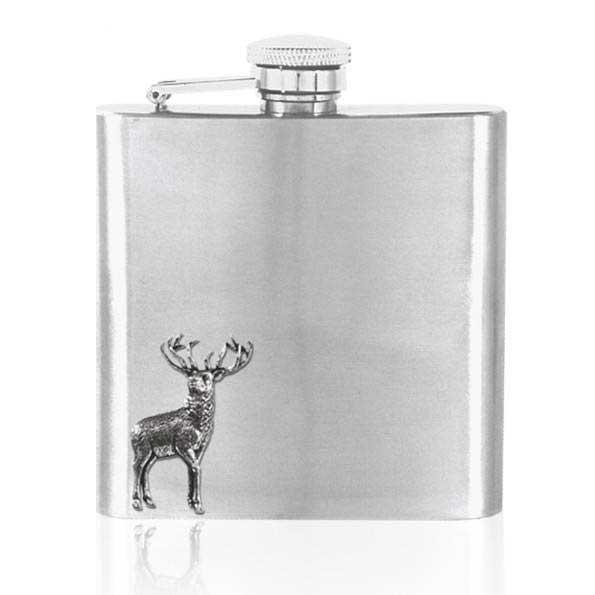 6oz Stainless Steel Stag Hip Flask-Hip Flasks - Stainless Steel-Yester Home