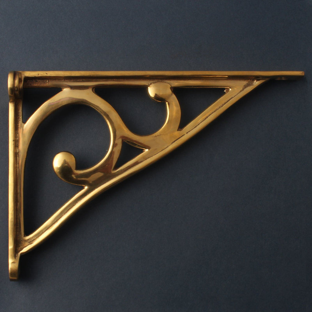 8 Inch Art Deco Brass Shelf Bracket-7 - 8" Shelf Brackets-Yester Home