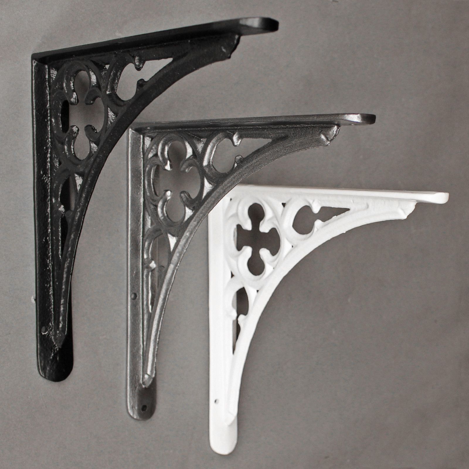 9.5 x 9.5 Inch Gothic Cast Iron Shelf Bracket-9 - 10" Shelf Brackets-Yester Home
