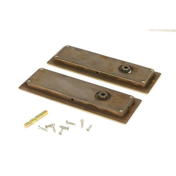 Aged Brass 175mm Art Deco Rectangular Pull - Privacy Set | From The Anvil-Cabinet Pulls-Yester Home