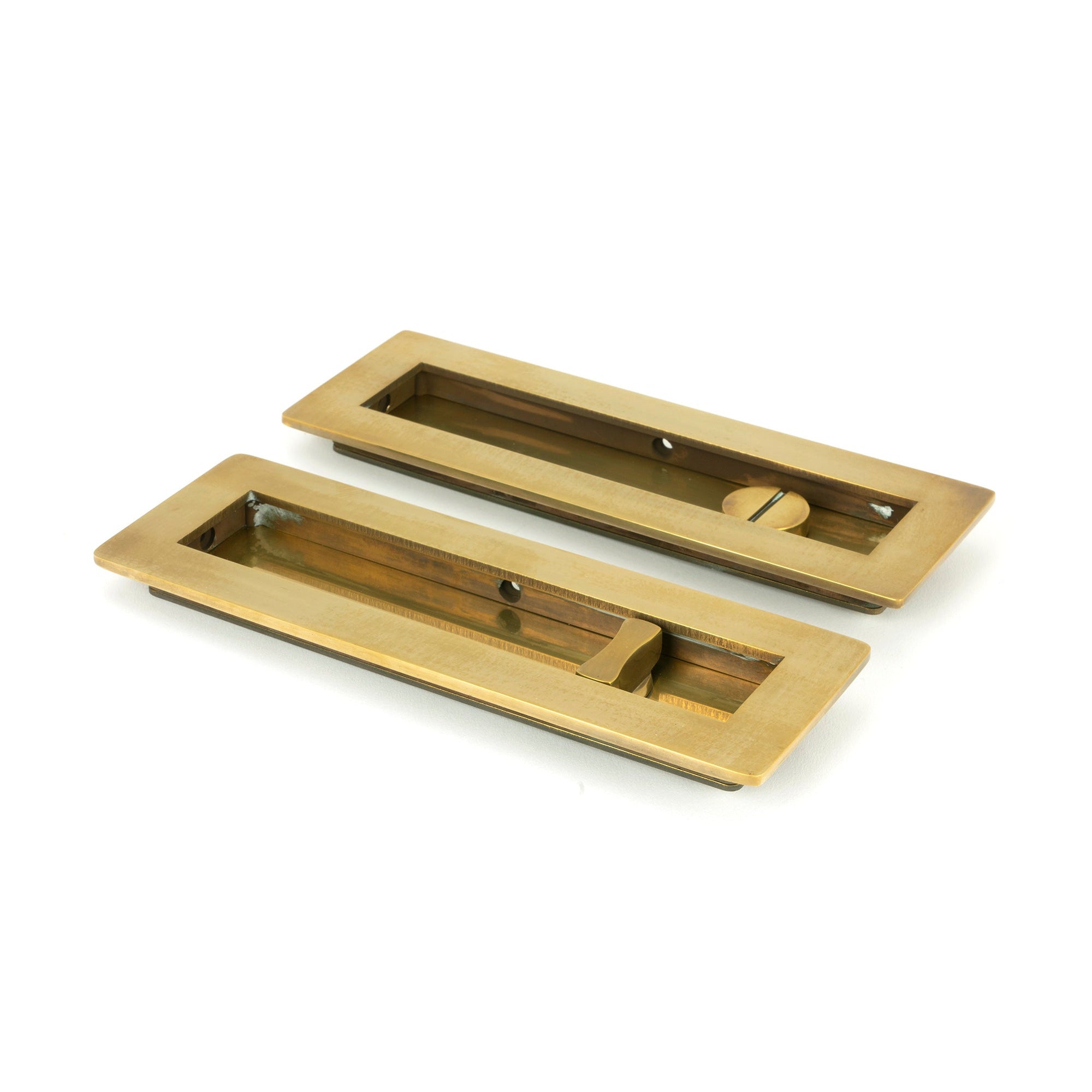 Aged Brass 175mm Plain Rectangular Pull - Privacy Set | From The Anvil-Cabinet Pulls-Yester Home