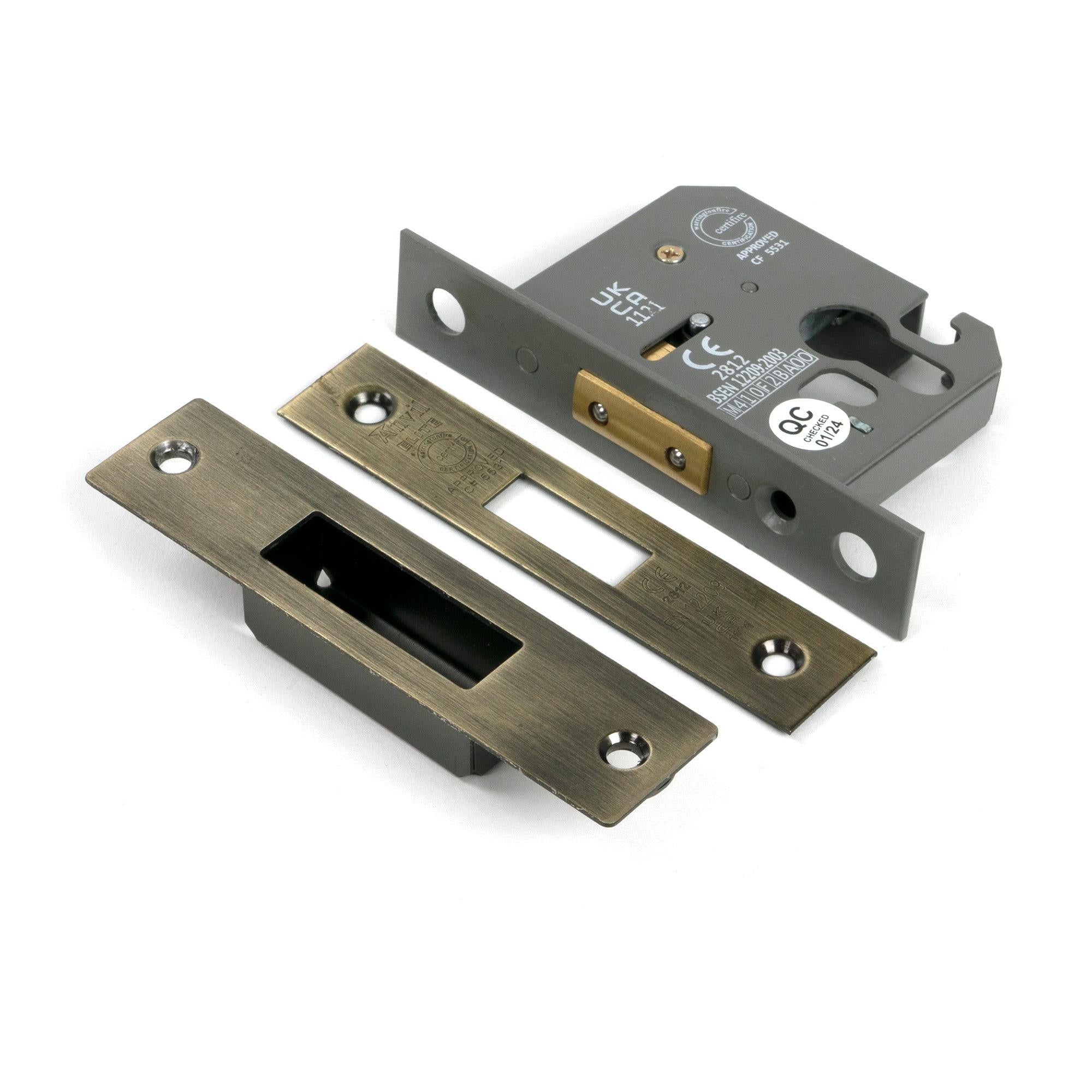 Aged Brass 2½" Euro Profile Dead Lock - Deadlocks & Deadbolts - From The Anvil - Yester Home