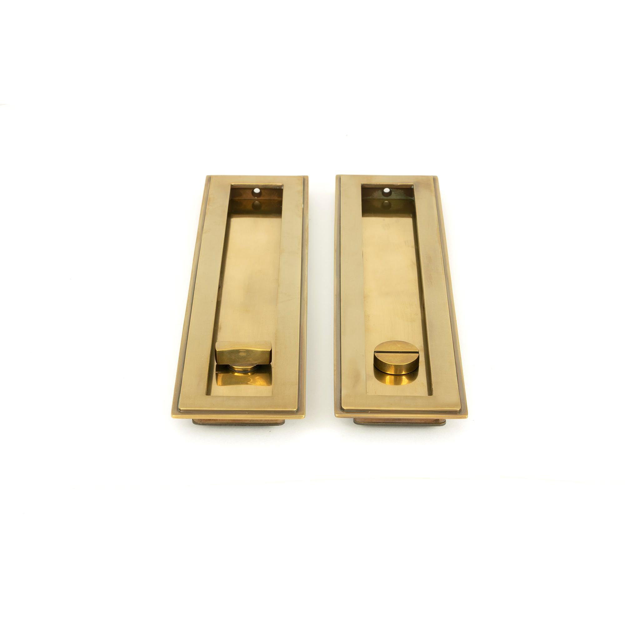 Aged Brass 250mm Art Deco Rectangular Pull - Privacy Set | From The Anvil - Cabinet Pulls - From The Anvil - Yester Home