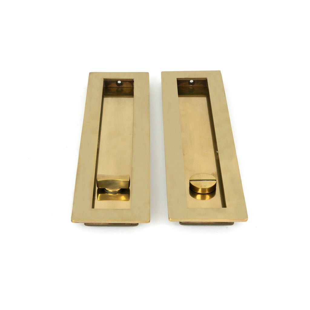 Aged Brass 250mm Plain Rectangular Pull - Privacy Set | From The Anvil-Cabinet Pulls-Yester Home