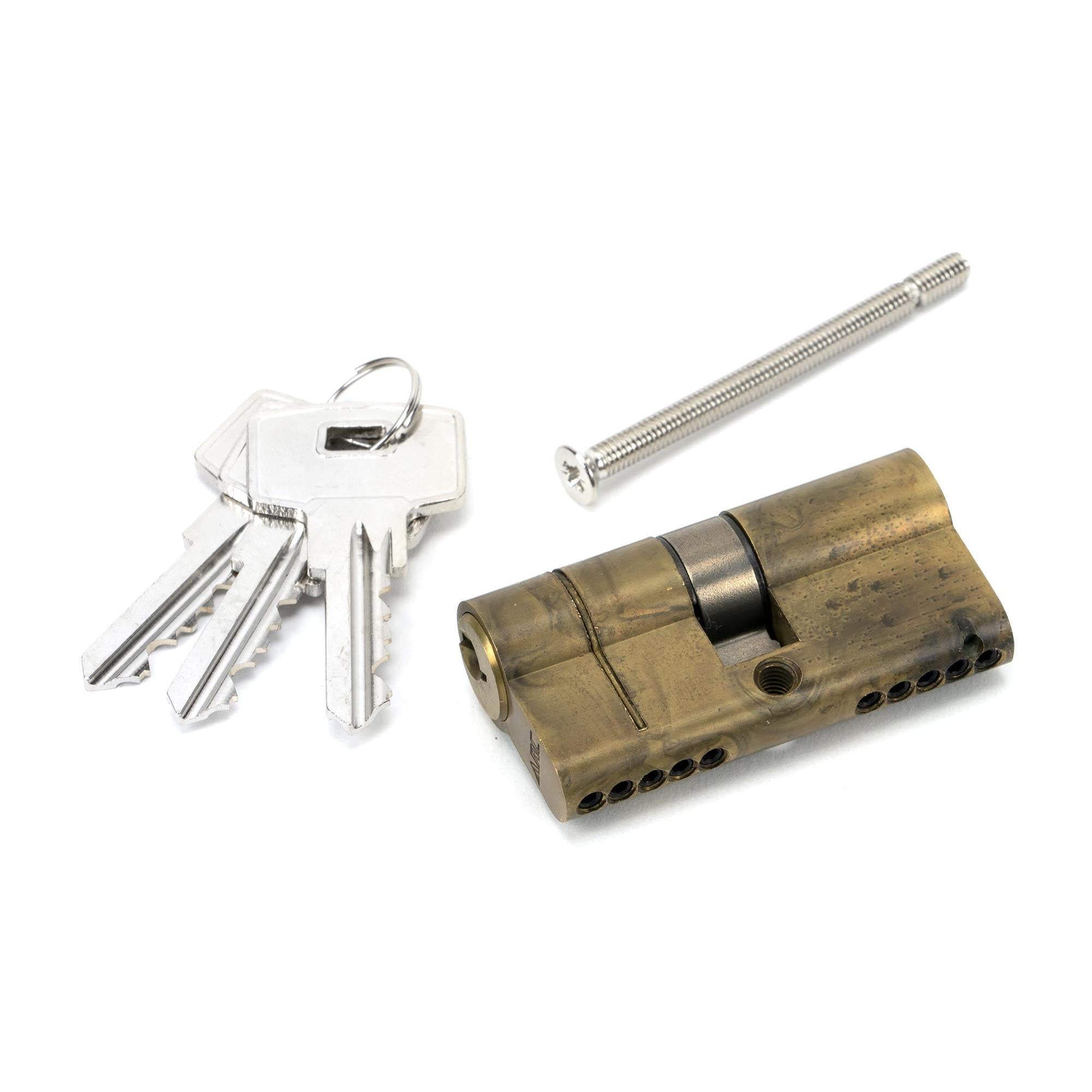 Aged Brass 30/30 5pin Euro Cylinder | From The Anvil - Euro Cylinders - From The Anvil - Yester Home