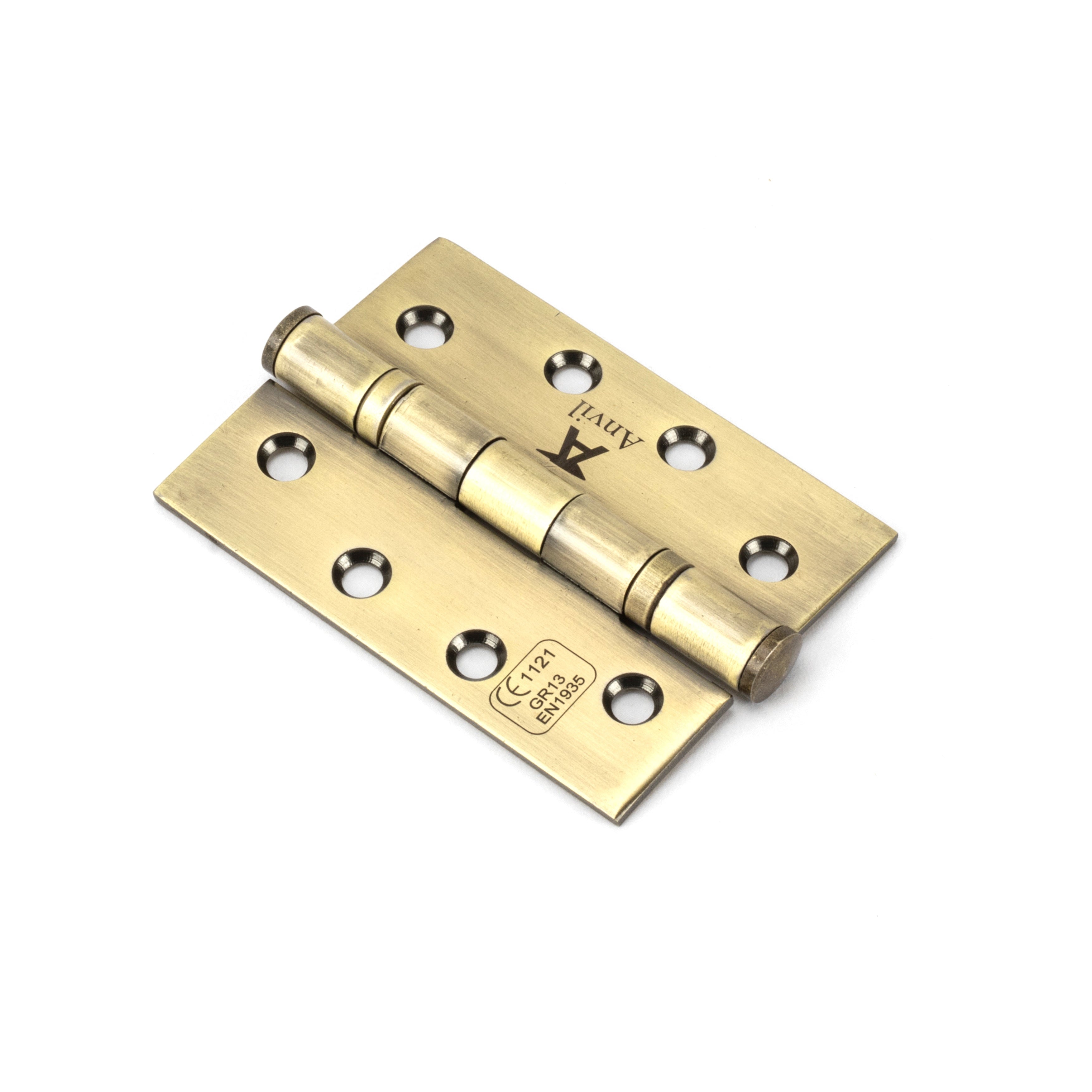 Aged Brass 4" Ball Bearing Butt Hinge (pair) ss | From The Anvil-Butt Hinges-Yester Home