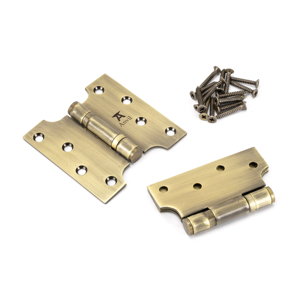 Aged Brass 4" x 2" x 4" Parliament Hinge (pair) ss | From The Anvil-Parliament Hinges-Yester Home