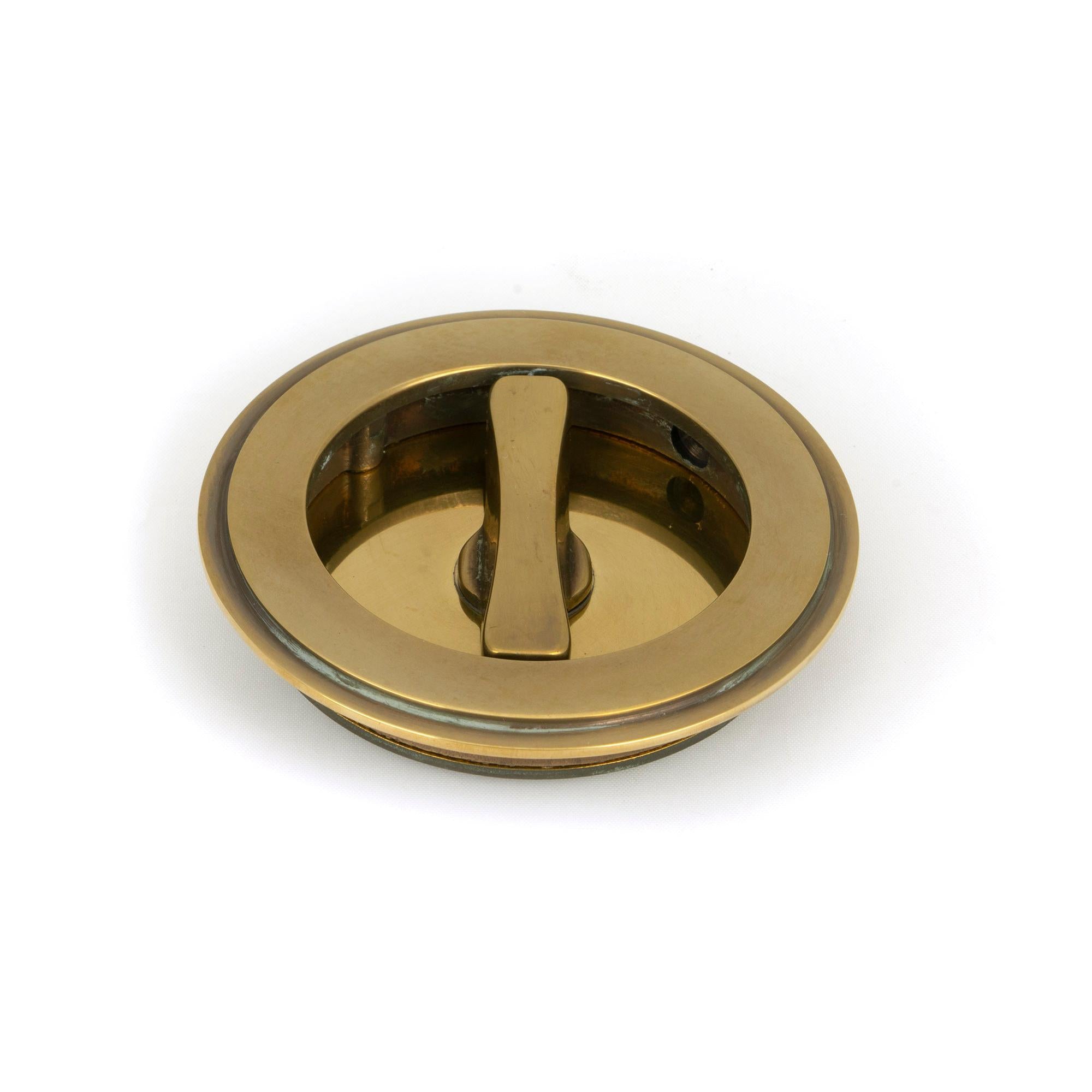 Aged Brass 75mm Art Deco Round Pull - Privacy Set | From The Anvil - Cabinet Pulls - From The Anvil - Yester Home