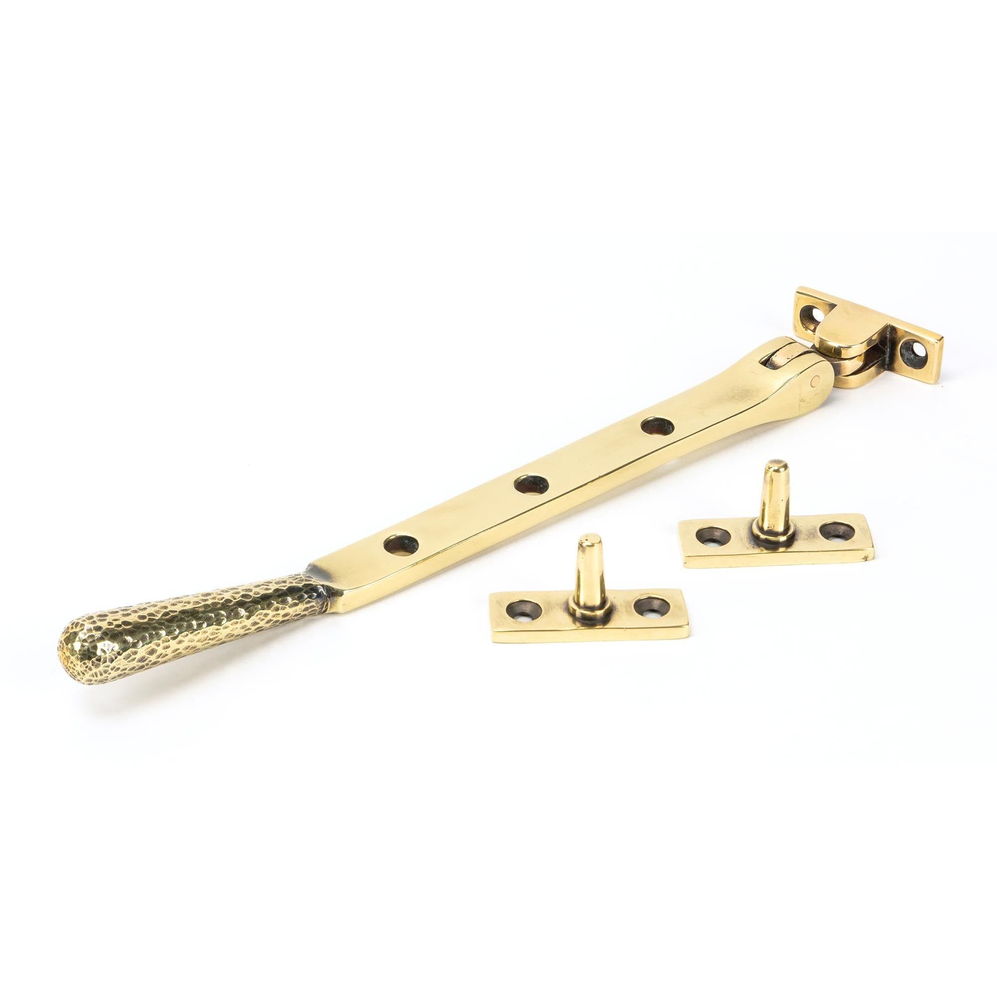 Aged Brass 8" Hammered Newbury Stay | From The Anvil - Stays - From The Anvil - Yester Home