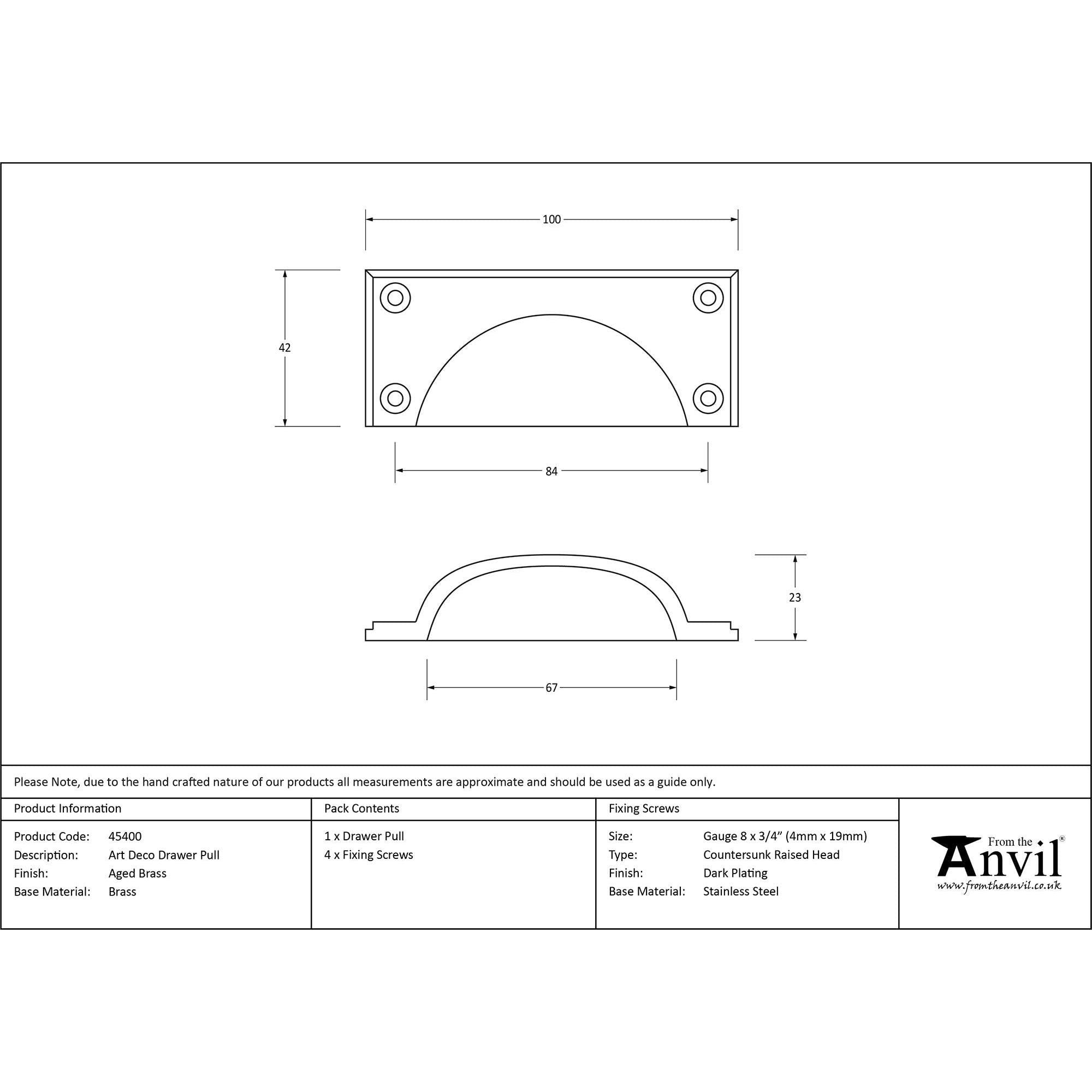 Aged Brass Art Deco Drawer Pull | From The Anvil - Drawer Pulls - From The Anvil - Yester Home