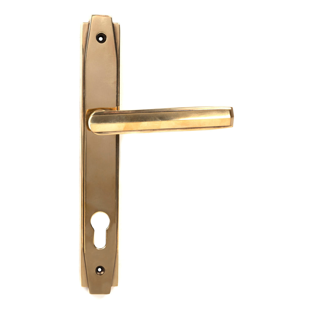 Aged Brass Art Deco Slimline Lever Espag. Lock Set | From The Anvil-Espagnolette-Yester Home