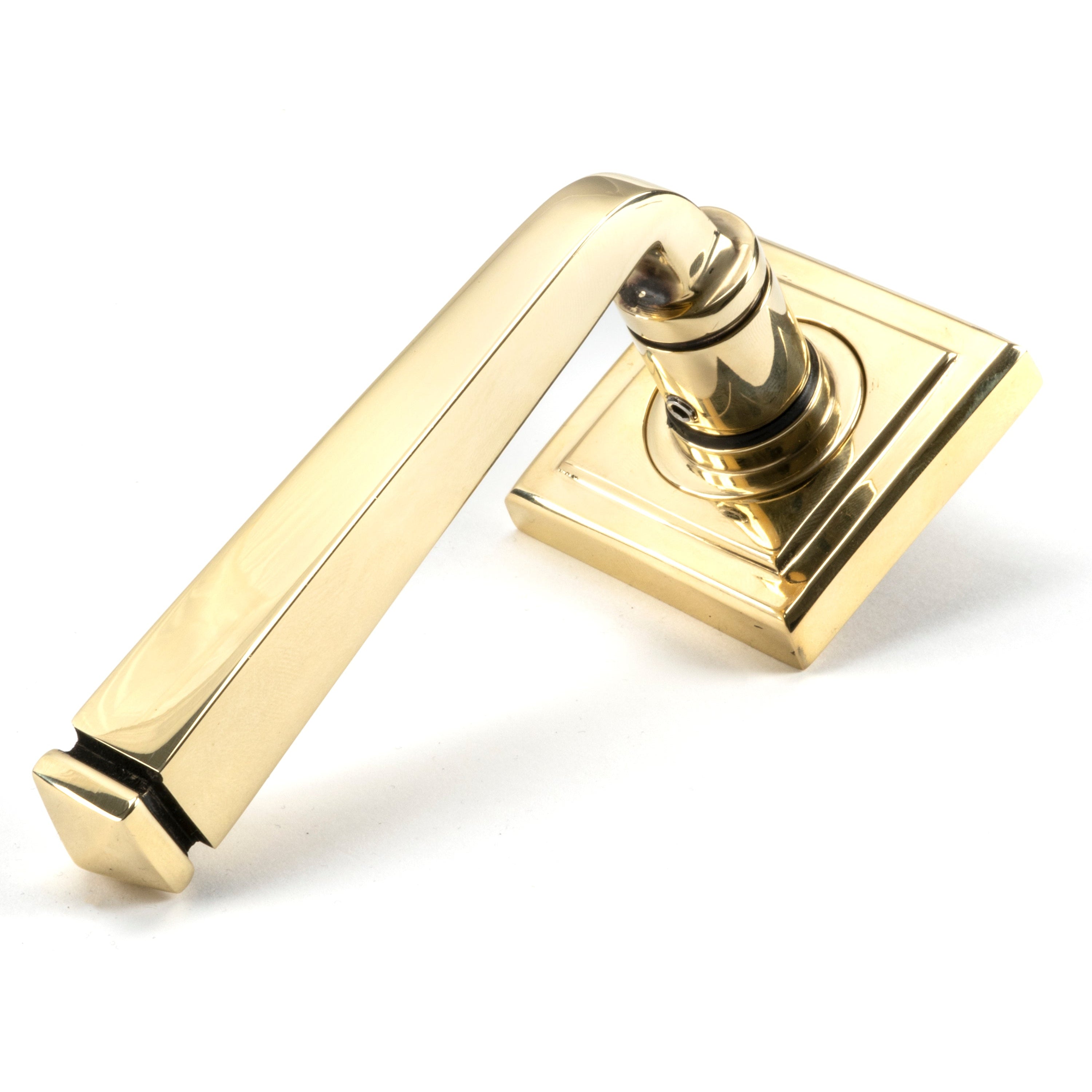 Aged Brass Avon Round Lever on Rose Set (Square) | From The Anvil-Concealed-Yester Home