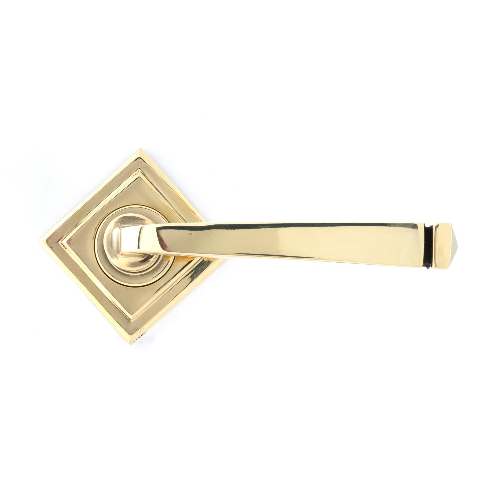 Aged Brass Avon Round Lever on Rose Set (Square) - Unsprung | From The Anvil - Concealed - From The Anvil - Yester Home