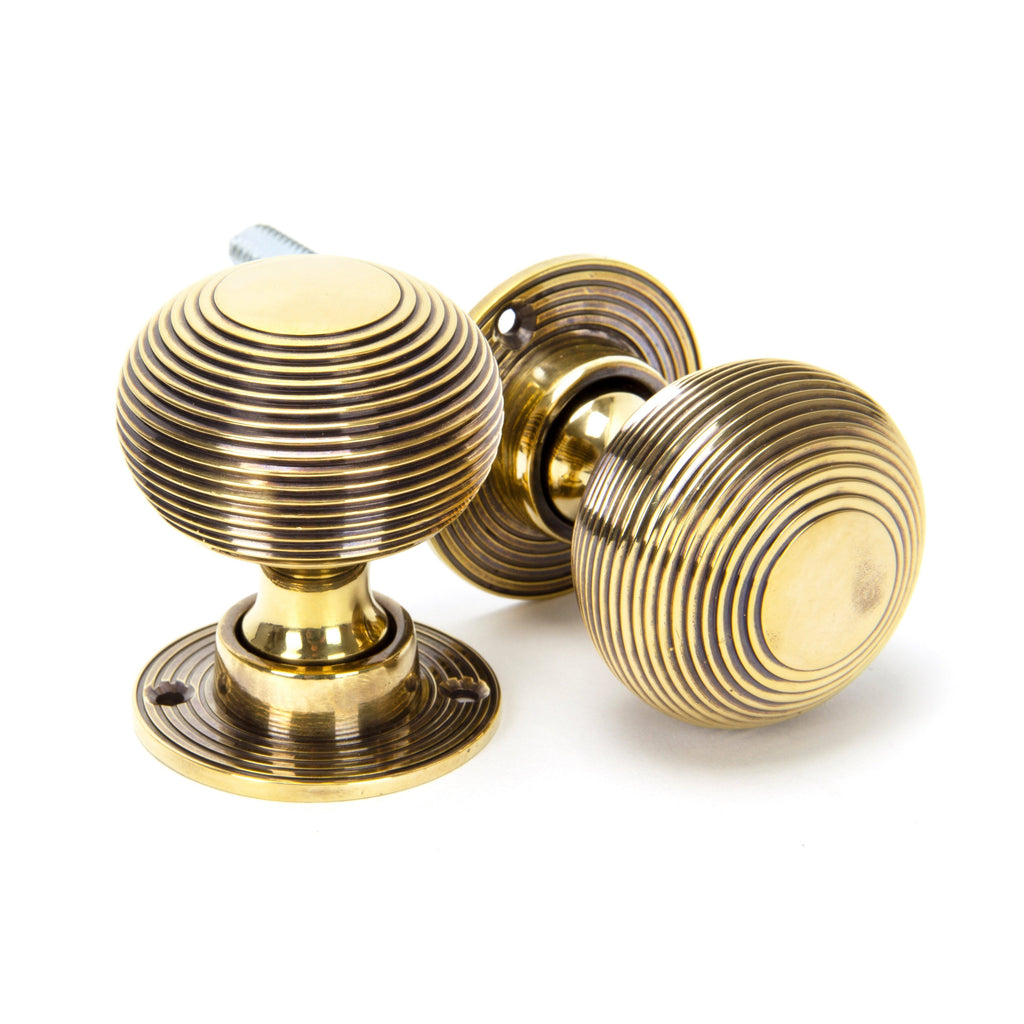Aged Brass Beehive Mortice/Rim Knob Set | From The Anvil-Mortice Knobs-Yester Home