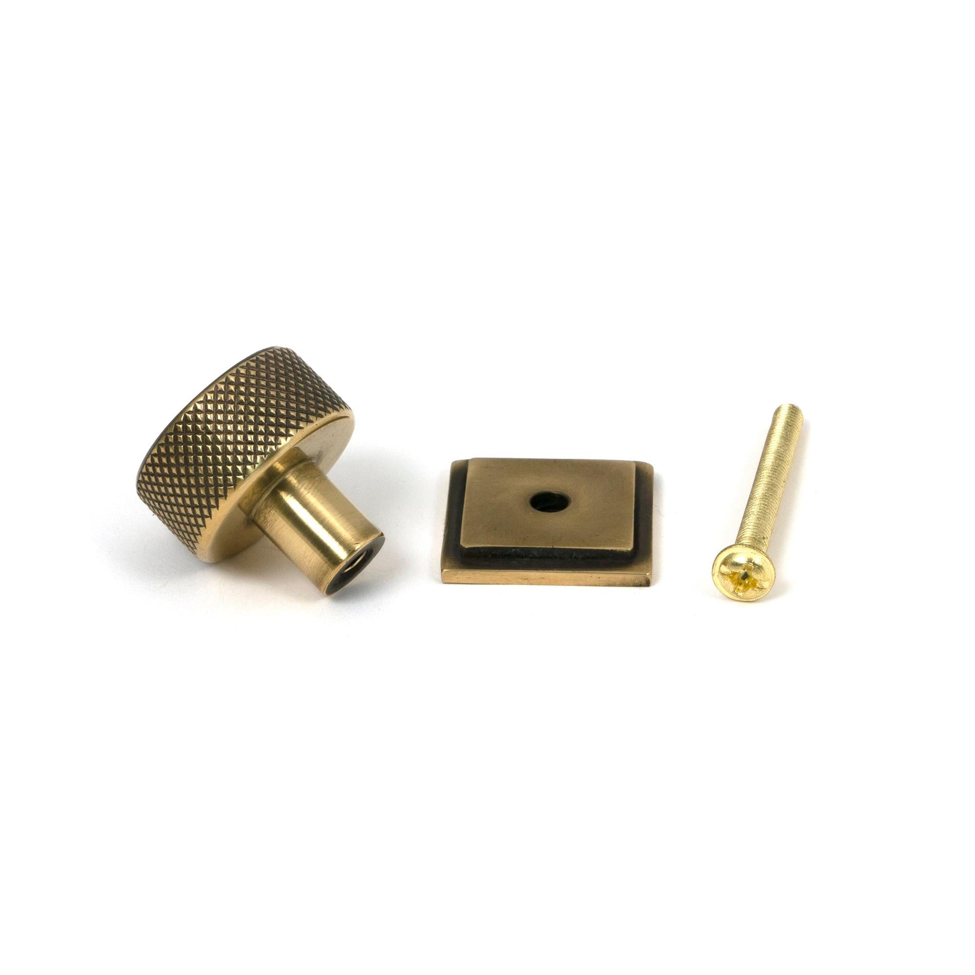 Aged Brass Brompton Cabinet Knob - 25mm (Square) | From The Anvil - Cabinet Knobs - From The Anvil - Yester Home