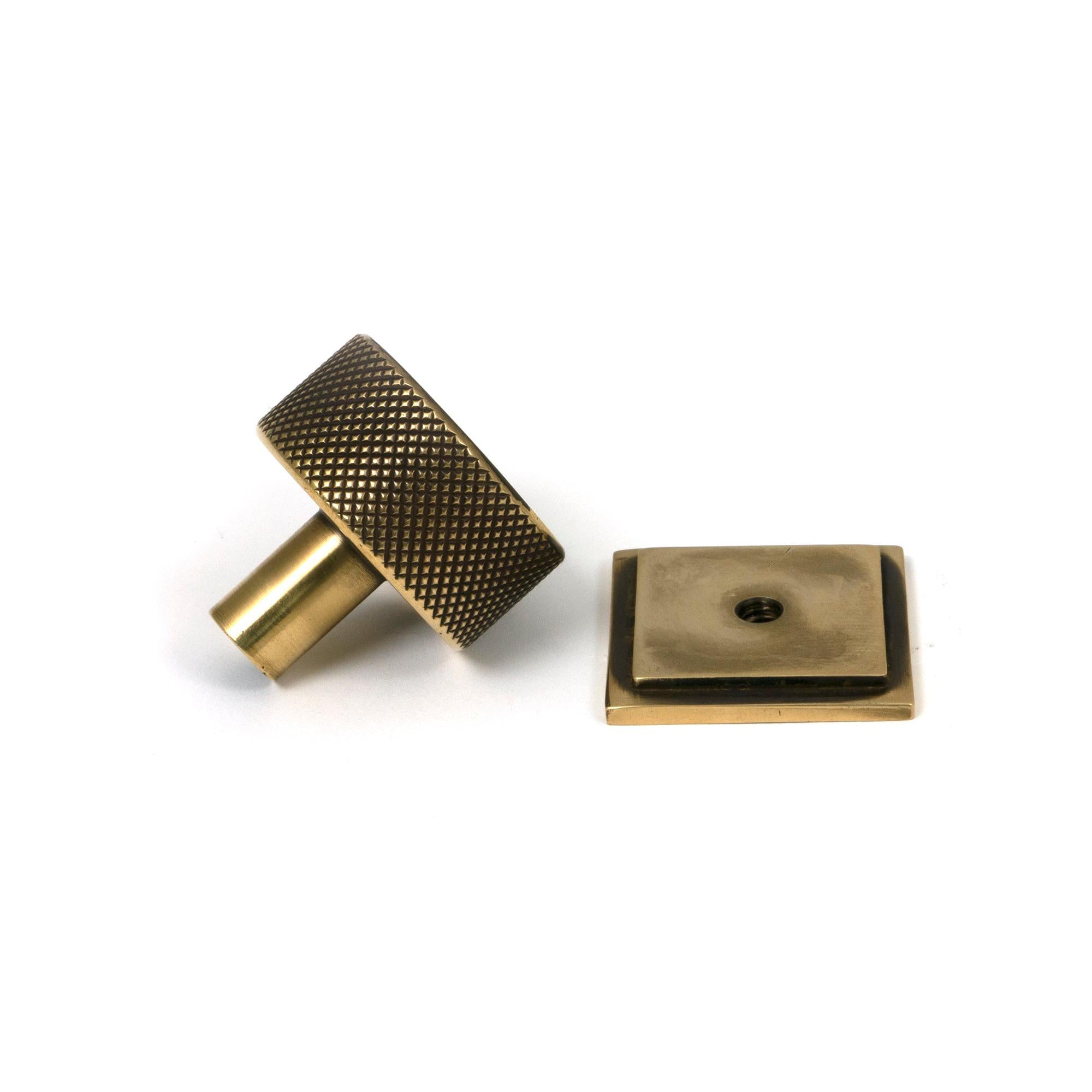 Aged Brass Brompton Cabinet Knob - 32mm (Square) | From The Anvil - Cabinet Knobs - From The Anvil - Yester Home
