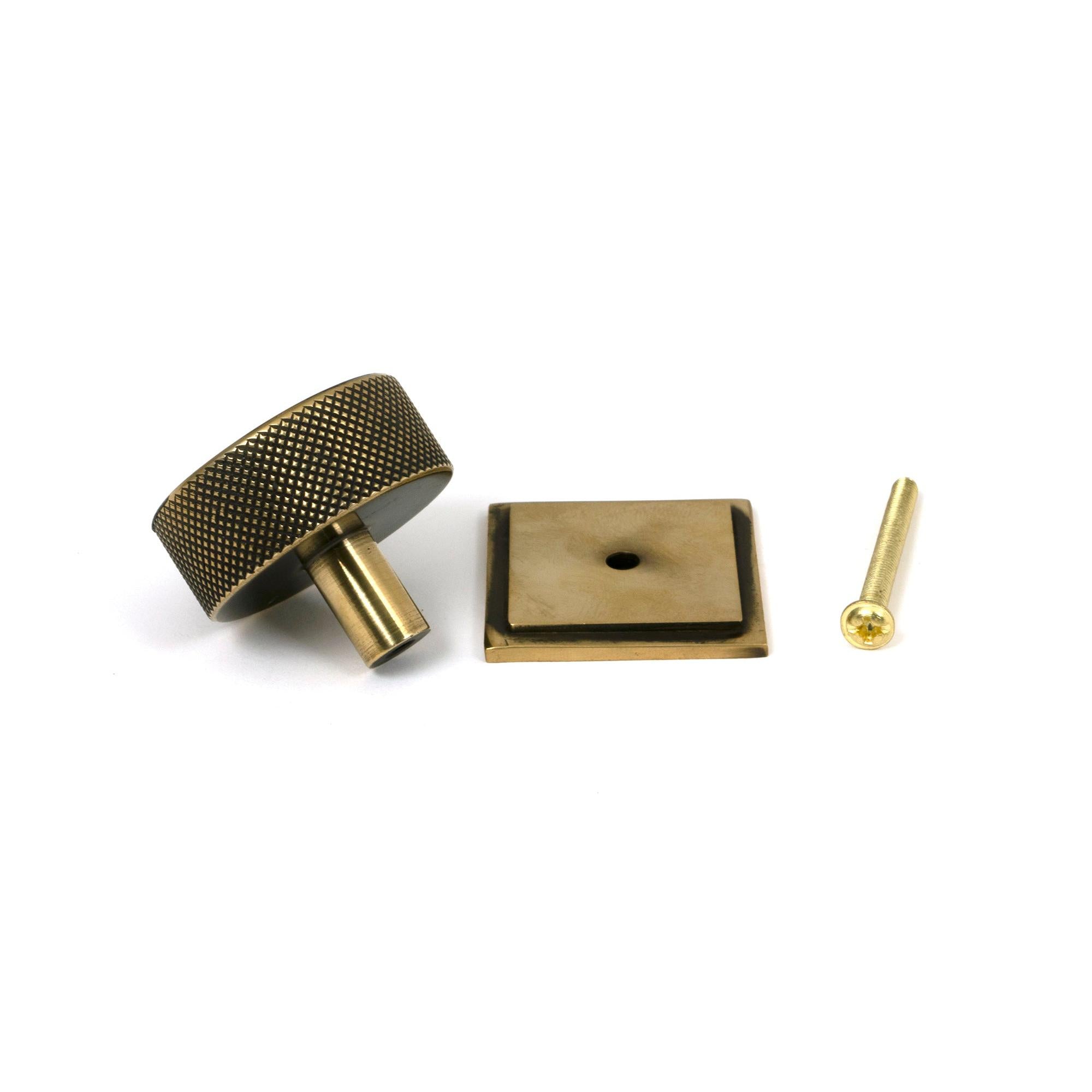 Aged Brass Brompton Cabinet Knob - 38mm (Square) | From The Anvil - Cabinet Knobs - From The Anvil - Yester Home
