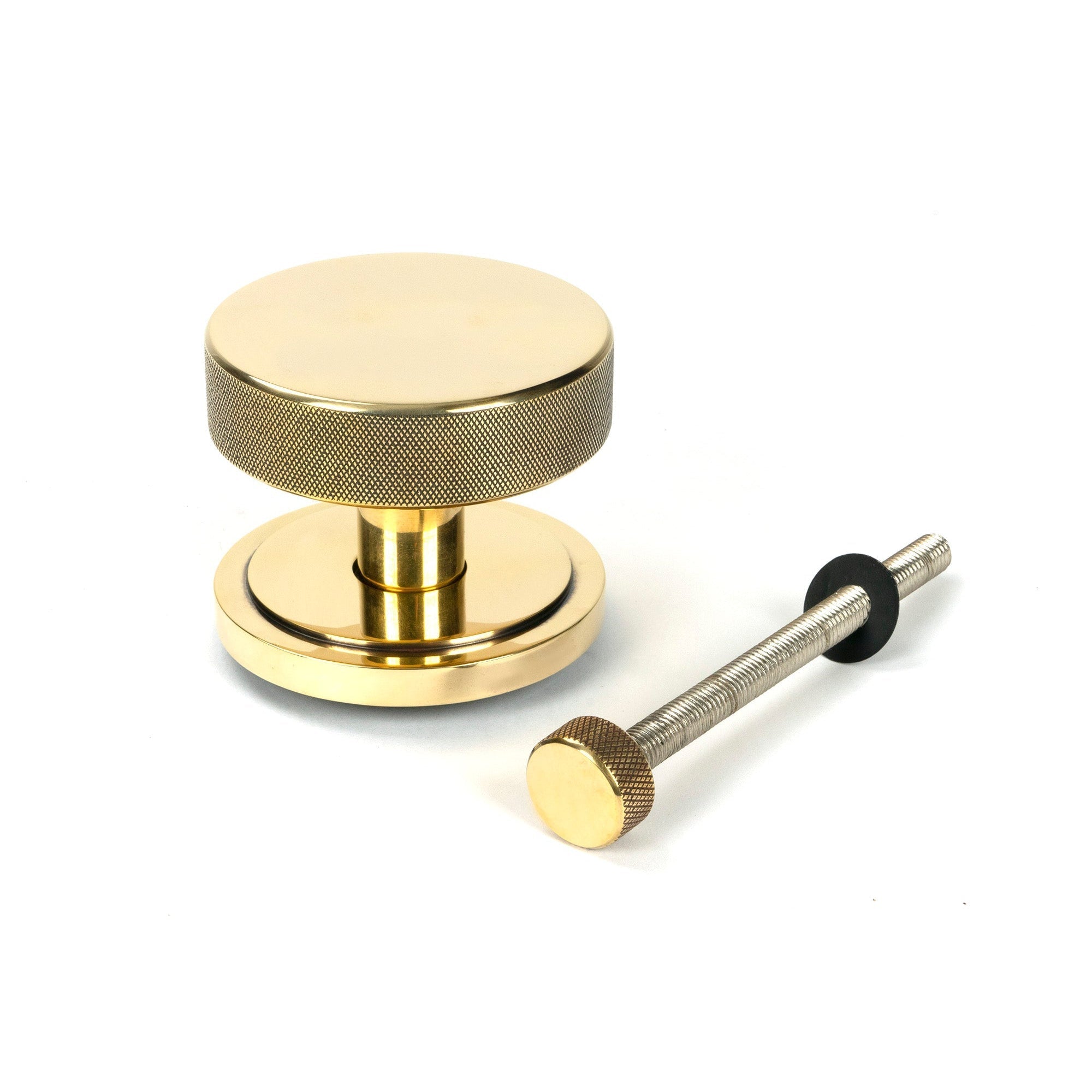 Aged Brass Brompton Centre Door Knob (Art Deco) | From The Anvil-Centre Door Knobs-Yester Home