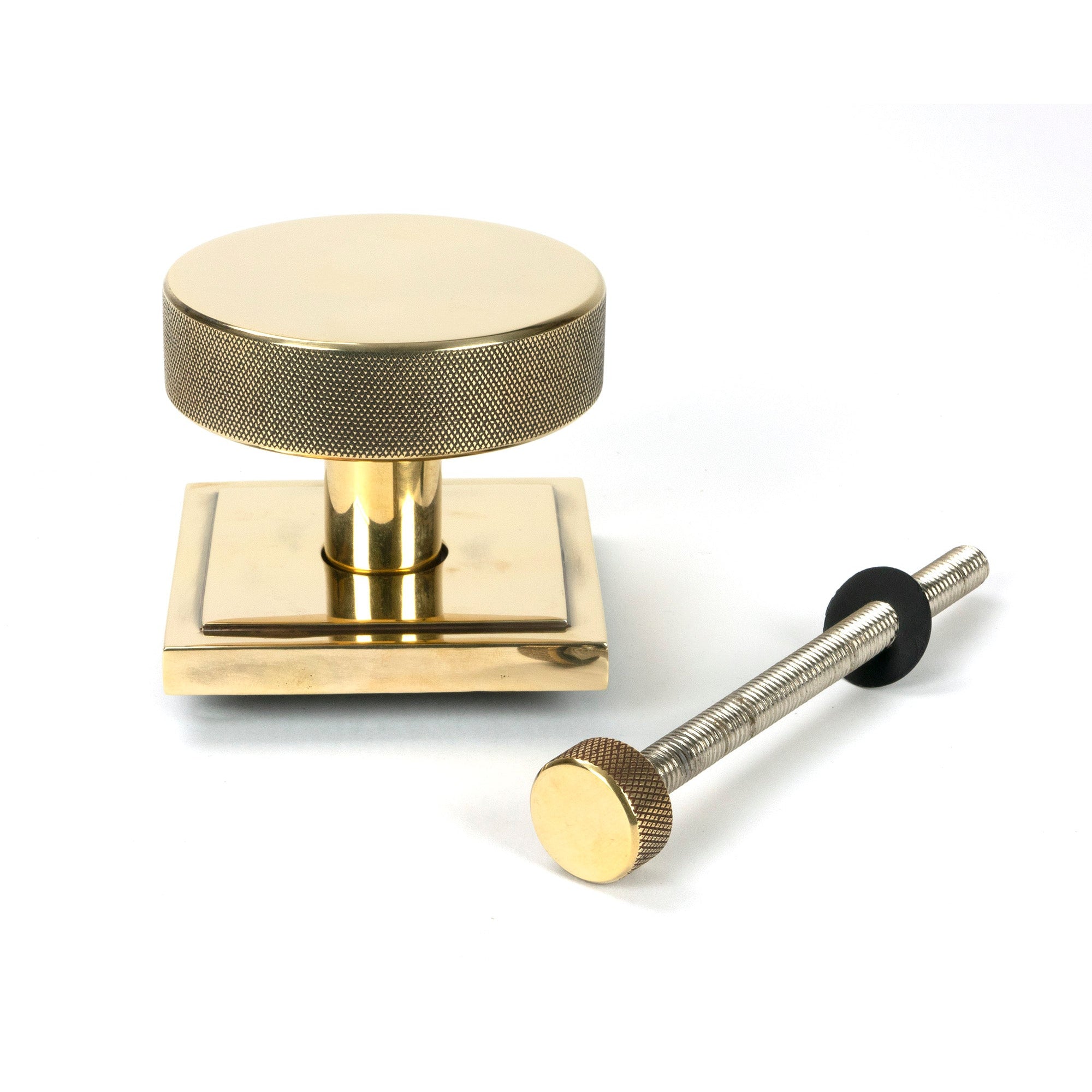 Aged Brass Brompton Centre Door Knob (Square) | From The Anvil-Centre Door Knobs-Yester Home