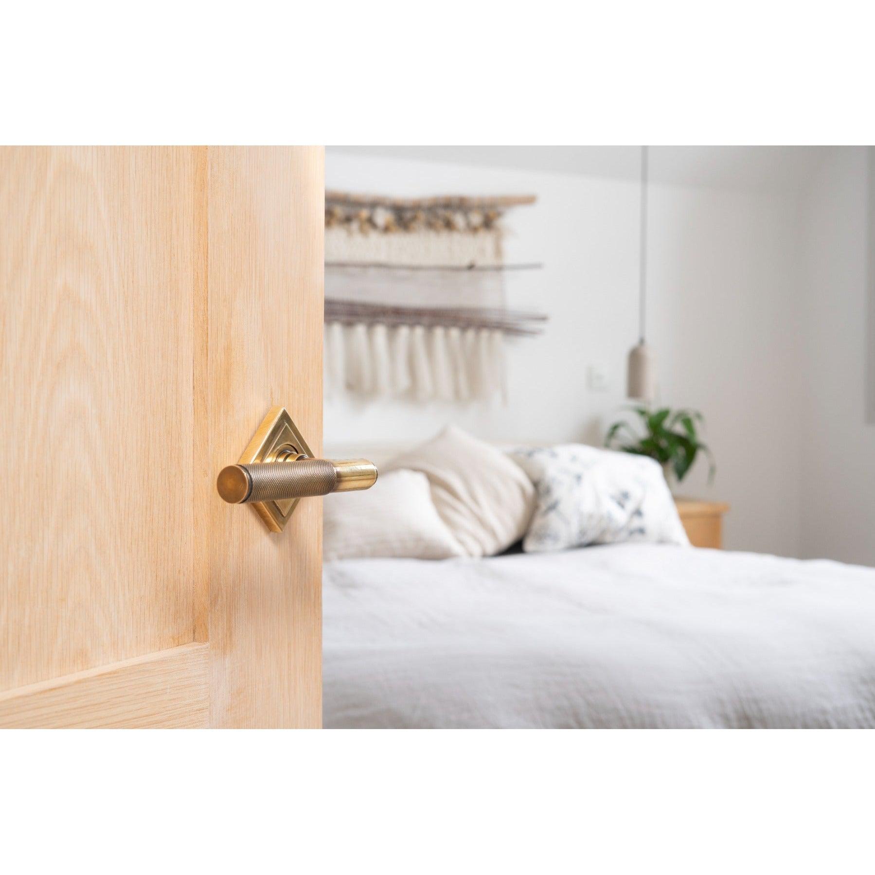 Aged Brass Brompton Lever on Rose Set (Square) | From The Anvil-Concealed-Yester Home