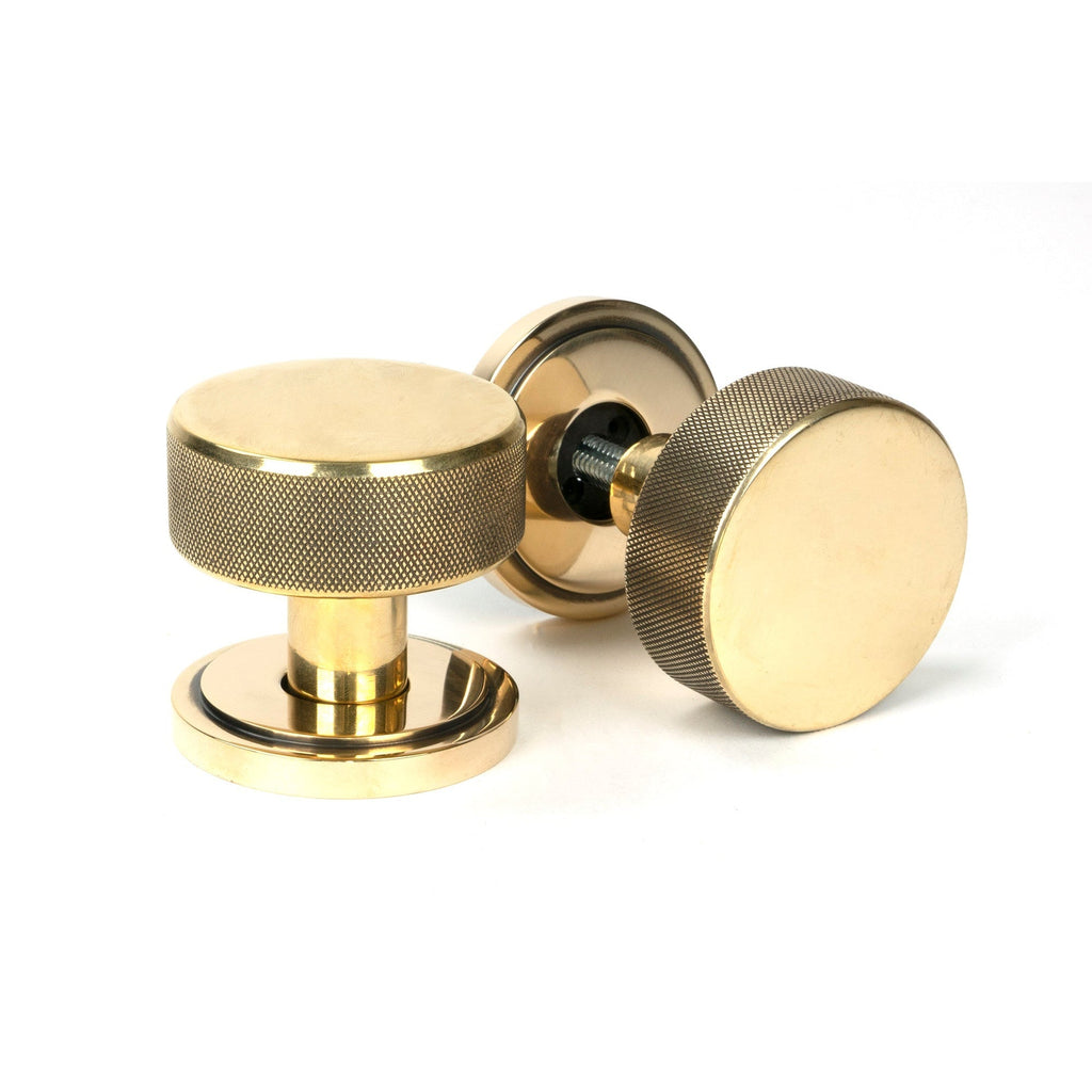Aged Brass Brompton Mortice/Rim Knob Set (Art Deco) | From The Anvil-Mortice Knobs-Yester Home
