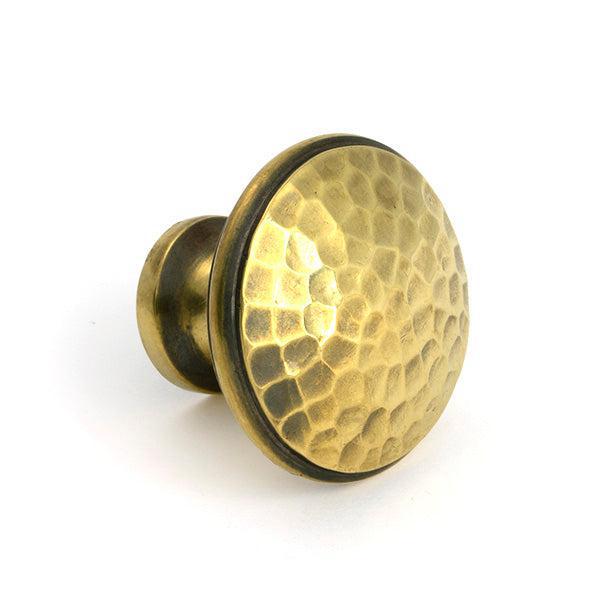 Aged Brass Hammered Cabinet Knob - Large - Cabinet Knobs - From The Anvil - Yester Home