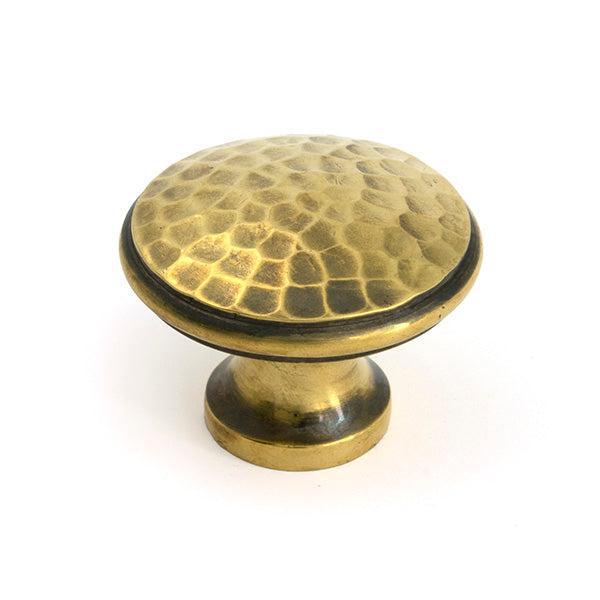 Aged Brass Hammered Cabinet Knob - Large - Cabinet Knobs - From The Anvil - Yester Home