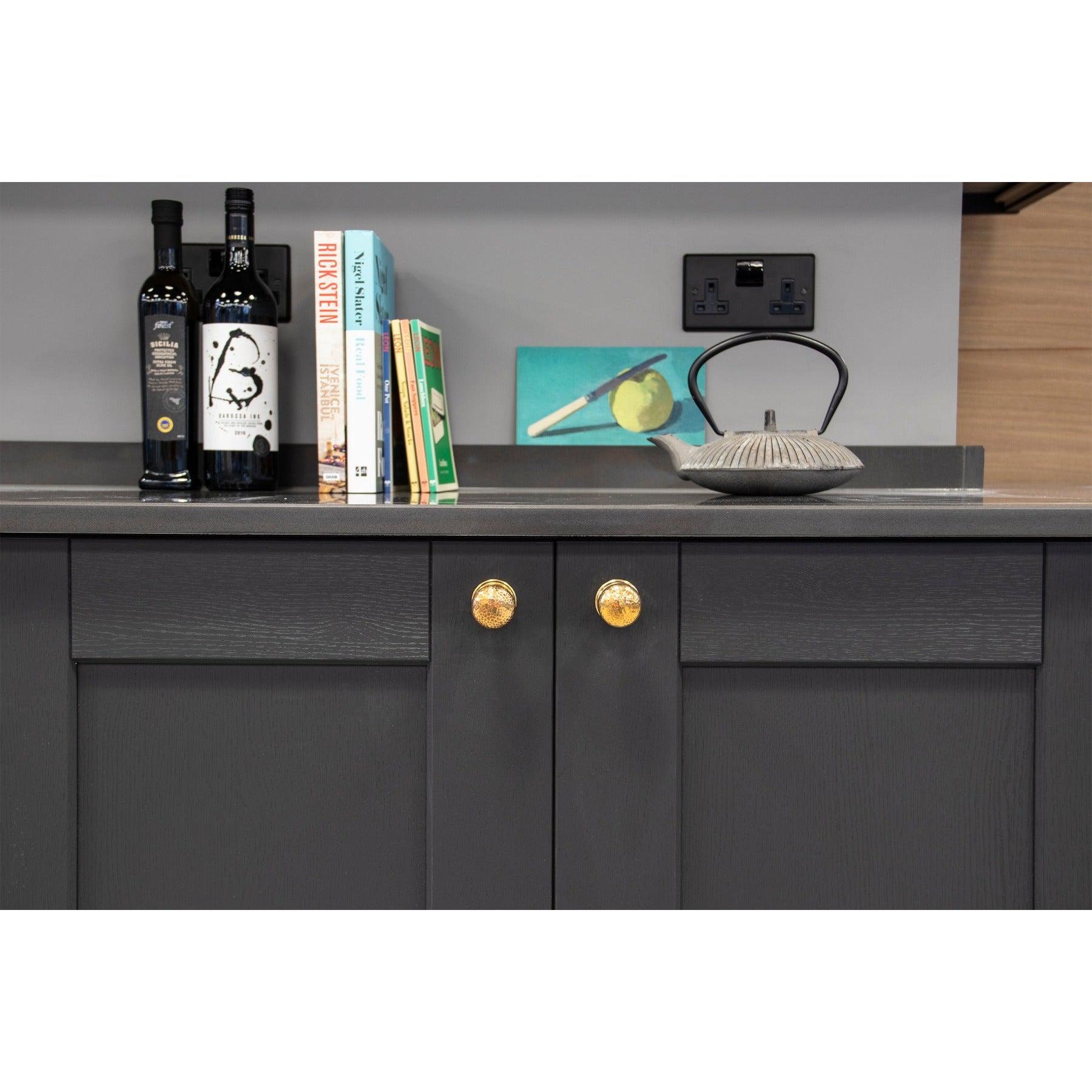 Aged Brass Hammered Mushroom Cabinet Knob 32mm | From The Anvil-Cabinet Knobs-Yester Home