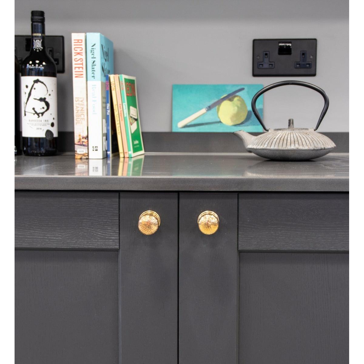 Aged Brass Hammered Mushroom Cabinet Knob 32mm | From The Anvil-Cabinet Knobs-Yester Home