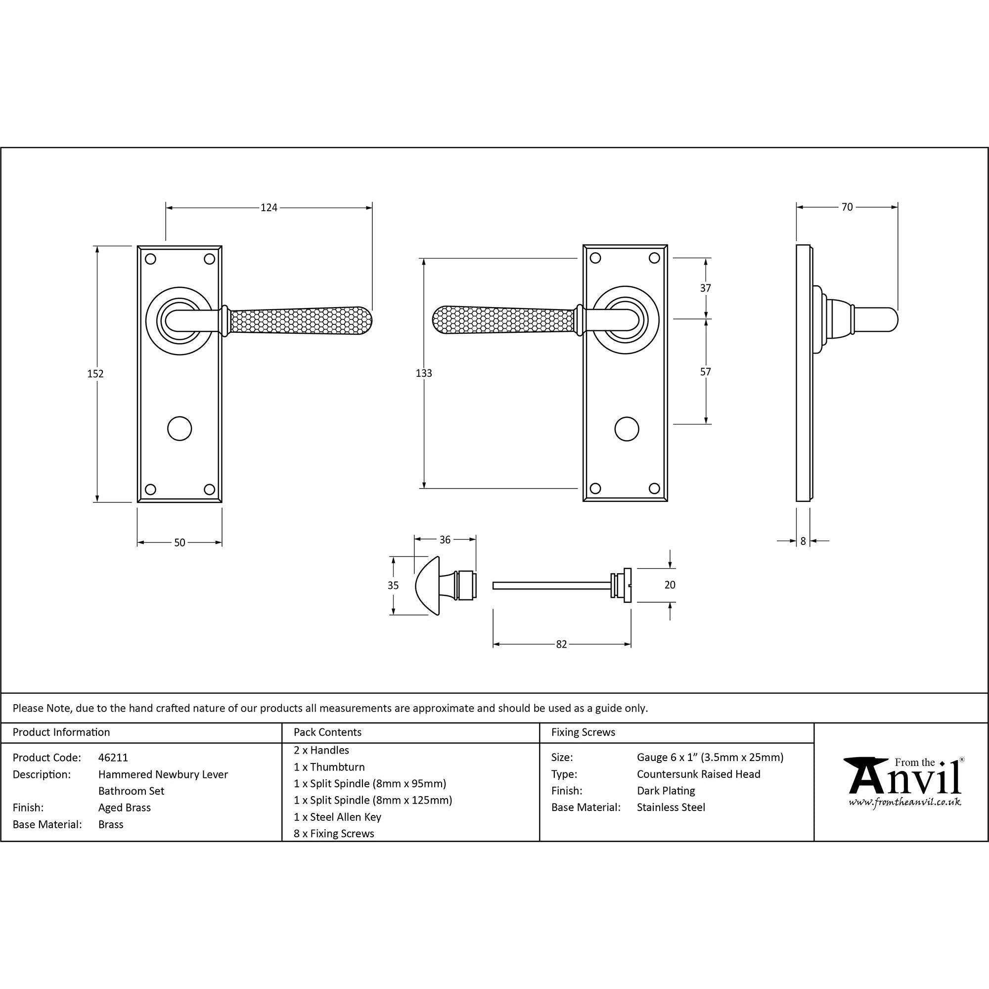 Aged Brass Hammered Newbury Lever Bathroom Set | From The Anvil - Lever Bathroom - From The Anvil - Yester Home