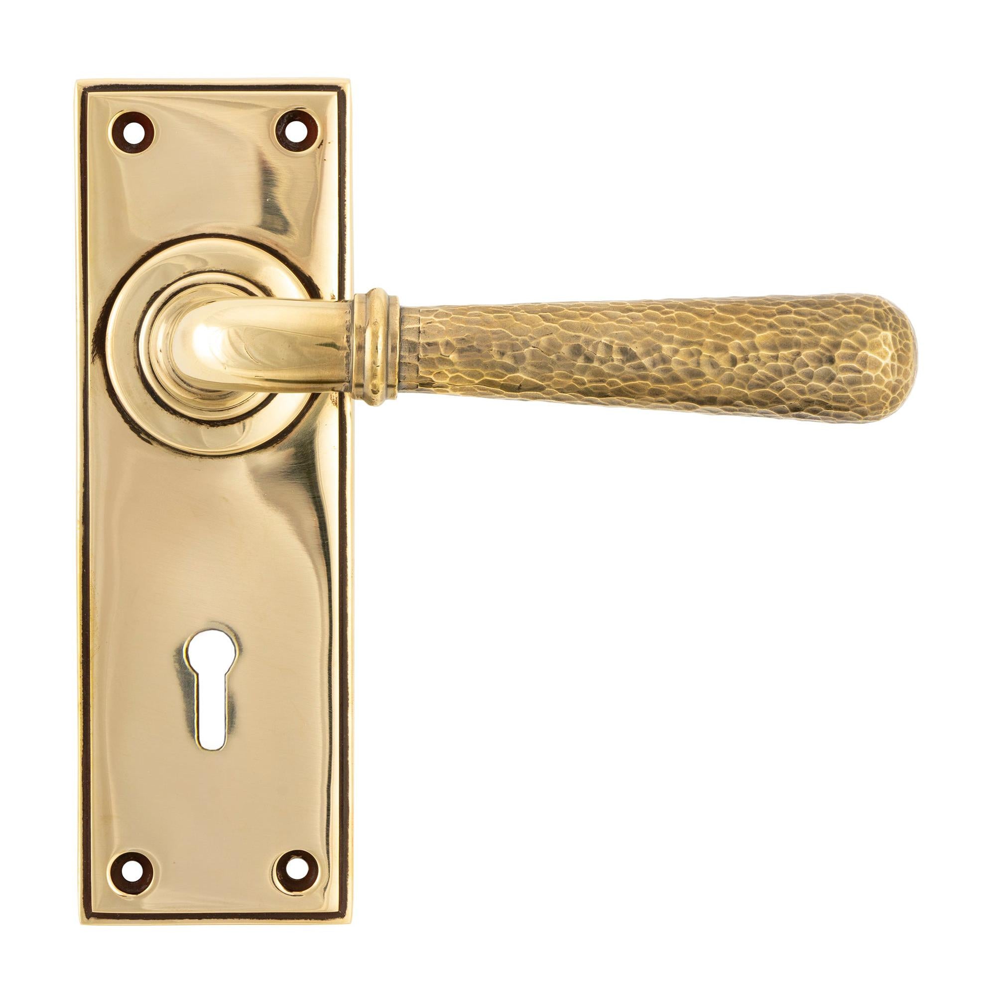 Aged Brass Hammered Newbury Lever Lock Set | From The Anvil - Lever Lock - From The Anvil - Yester Home