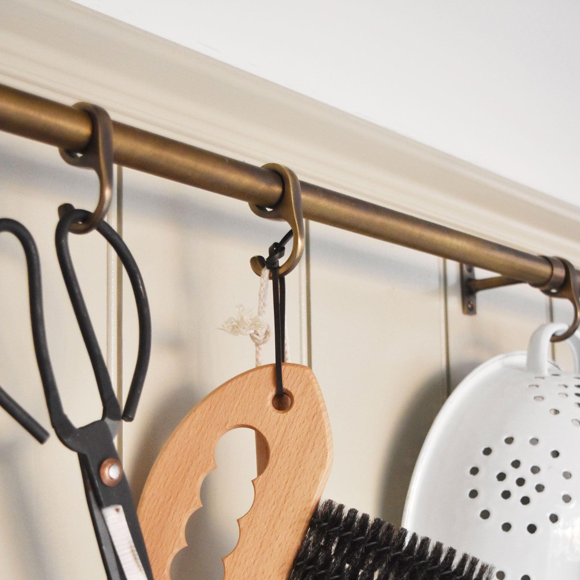 Aged Brass Hanging Rail-Hook Rails-Yester Home