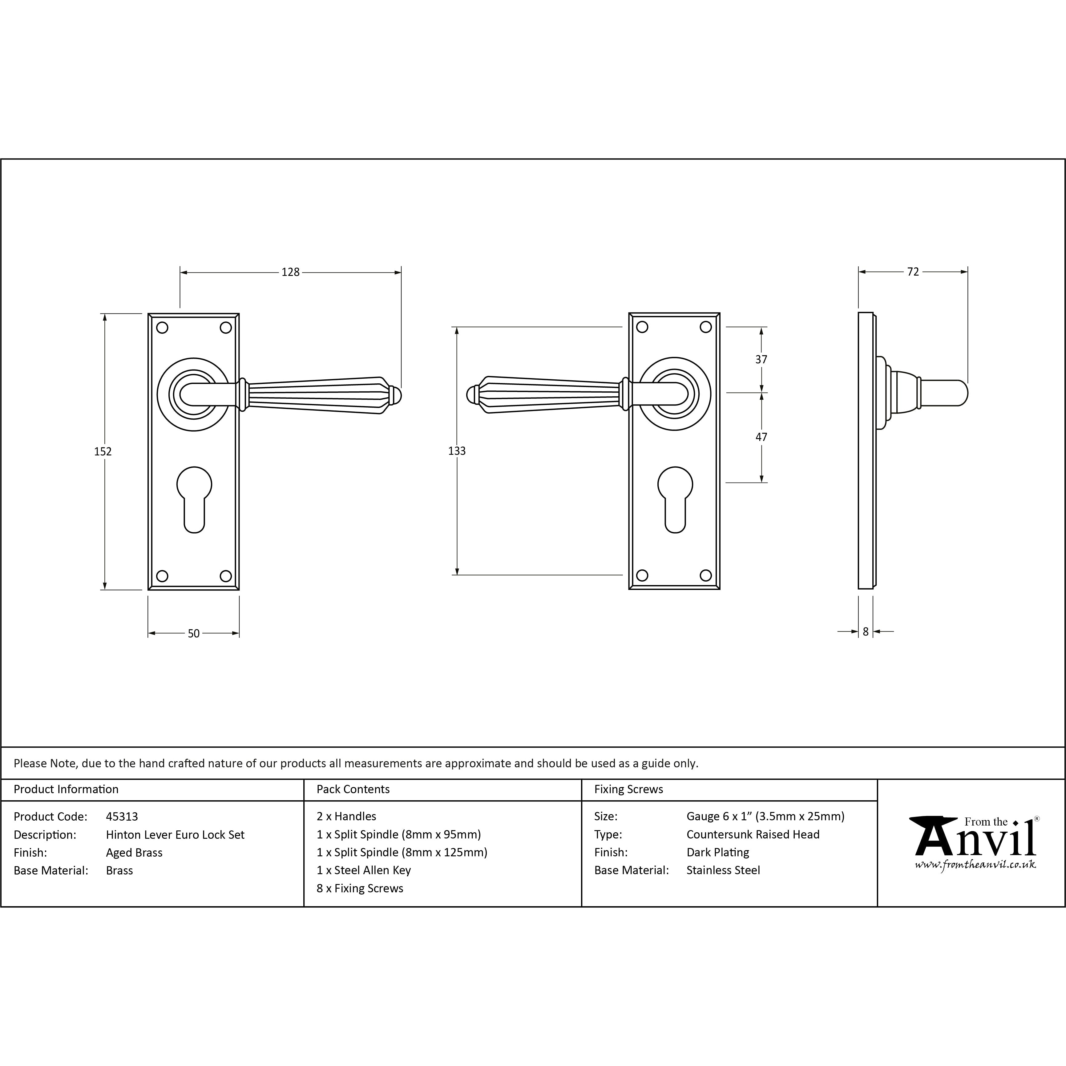 Aged Brass Hinton Lever Euro Lock Set | From The Anvil-Lever Euro-Yester Home