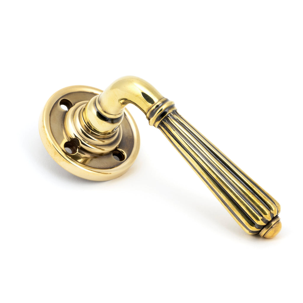 Aged Brass Hinton Lever on Rose Set | From The Anvil-Lever on Rose-Yester Home