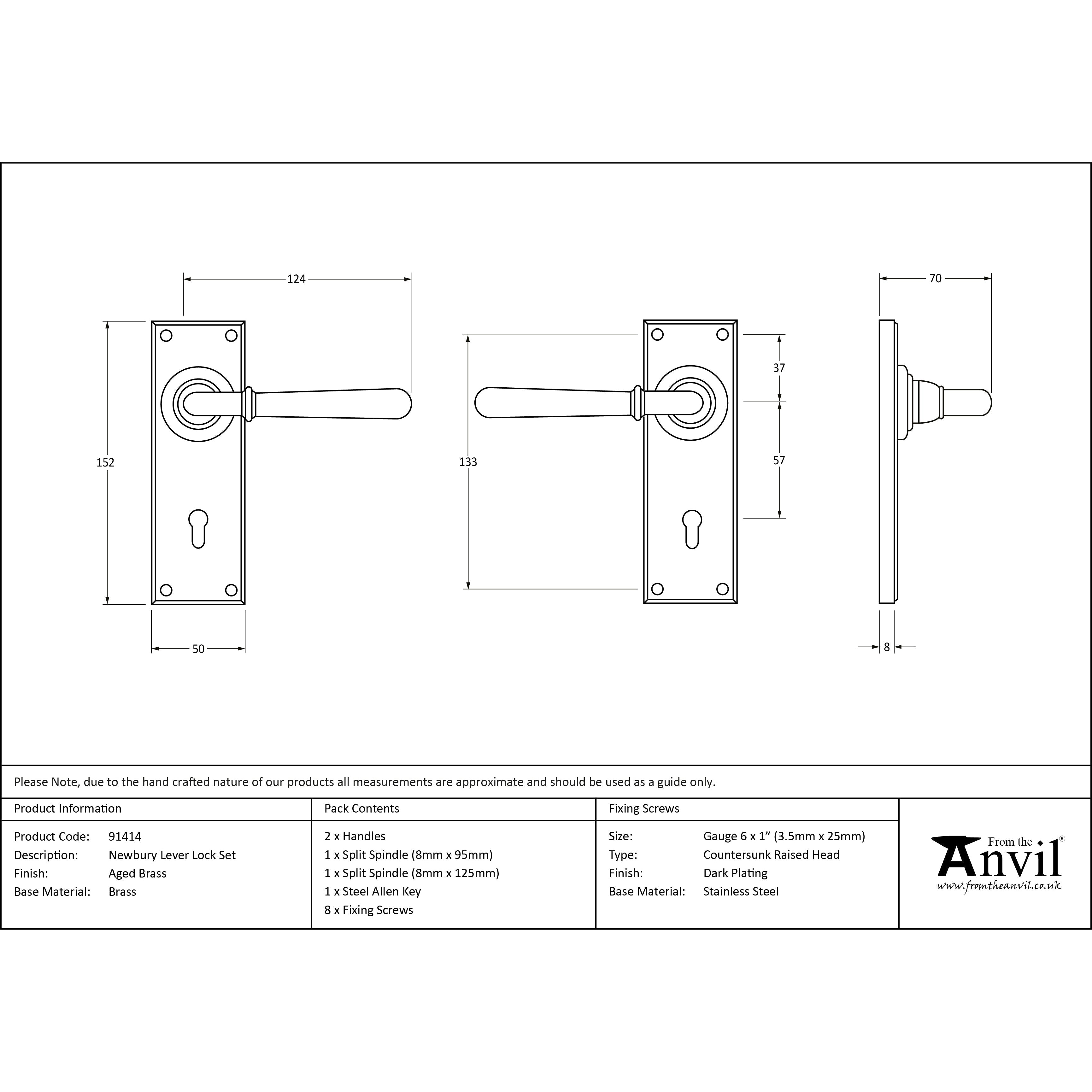 Aged Brass Newbury Lever Lock Set | From The Anvil-Lever Lock-Yester Home